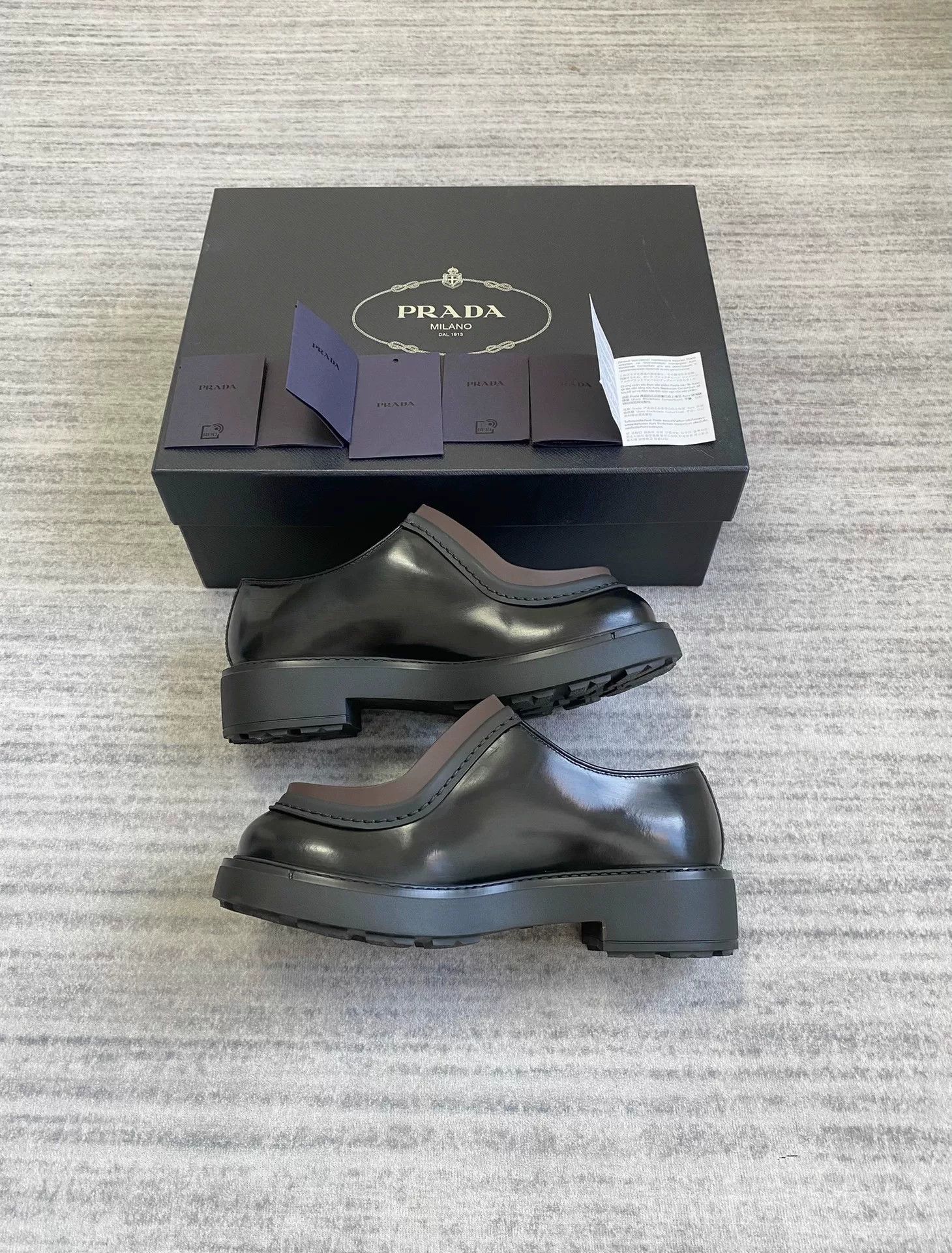 Prada prada raf simons black derby leather shoes Size US 6 / EU 39 - 4 Thumbnail
