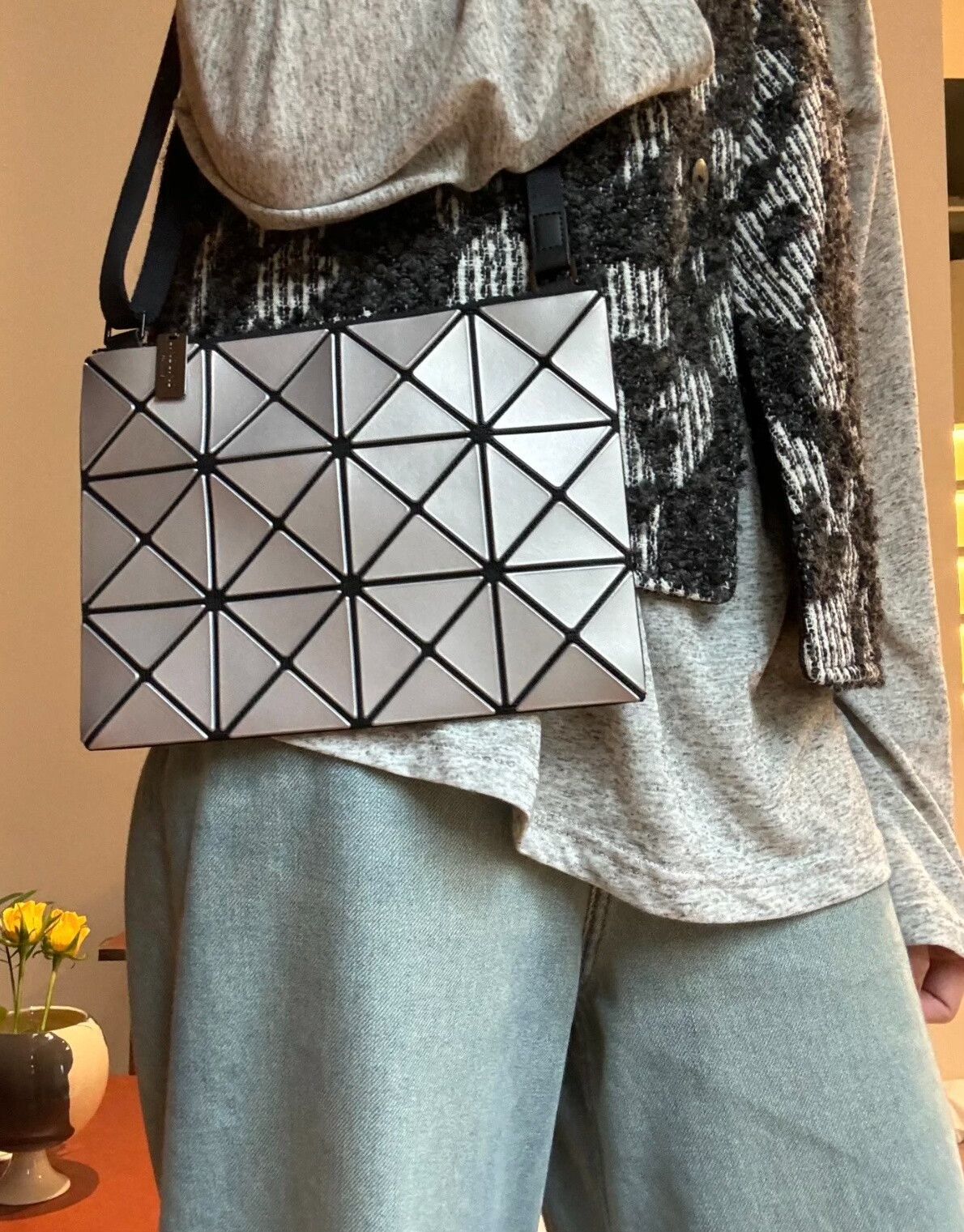 Issey Miyake Issey Miyake Silver 3x4 Shoulder Tote Bag Size ONE SIZE - 8 Thumbnail