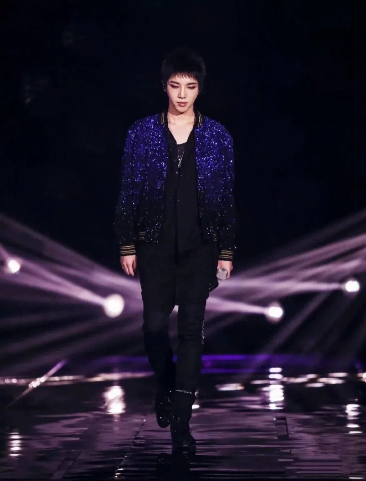 Saint Laurent Paris Saint Laurent Black Blue Gradient Jacket Size US M / EU 48-50 / 2 - 9 Thumbnail