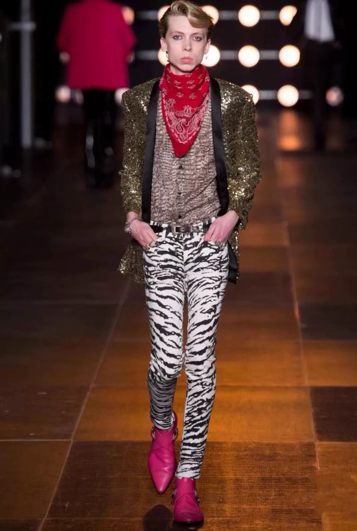 Saint Laurent Paris metallic gold sequin blazer jacket Size US XL / EU 56 / 4 - 5 Thumbnail