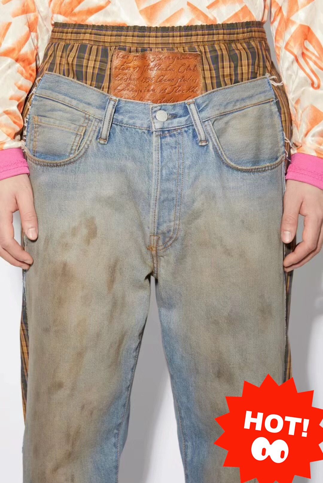 Acne Studios Acne Studios Dirty Fit Patchwork Denim Pants Size US 32 / EU 48 - 2 Thumbnail