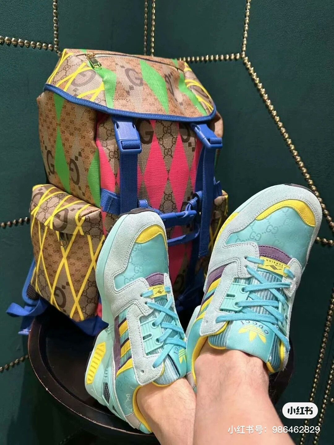 Gucci Gucci x Adidas Blue Yellow Women's Sneakers Size US 5 / IT 35 - 2 Thumbnail