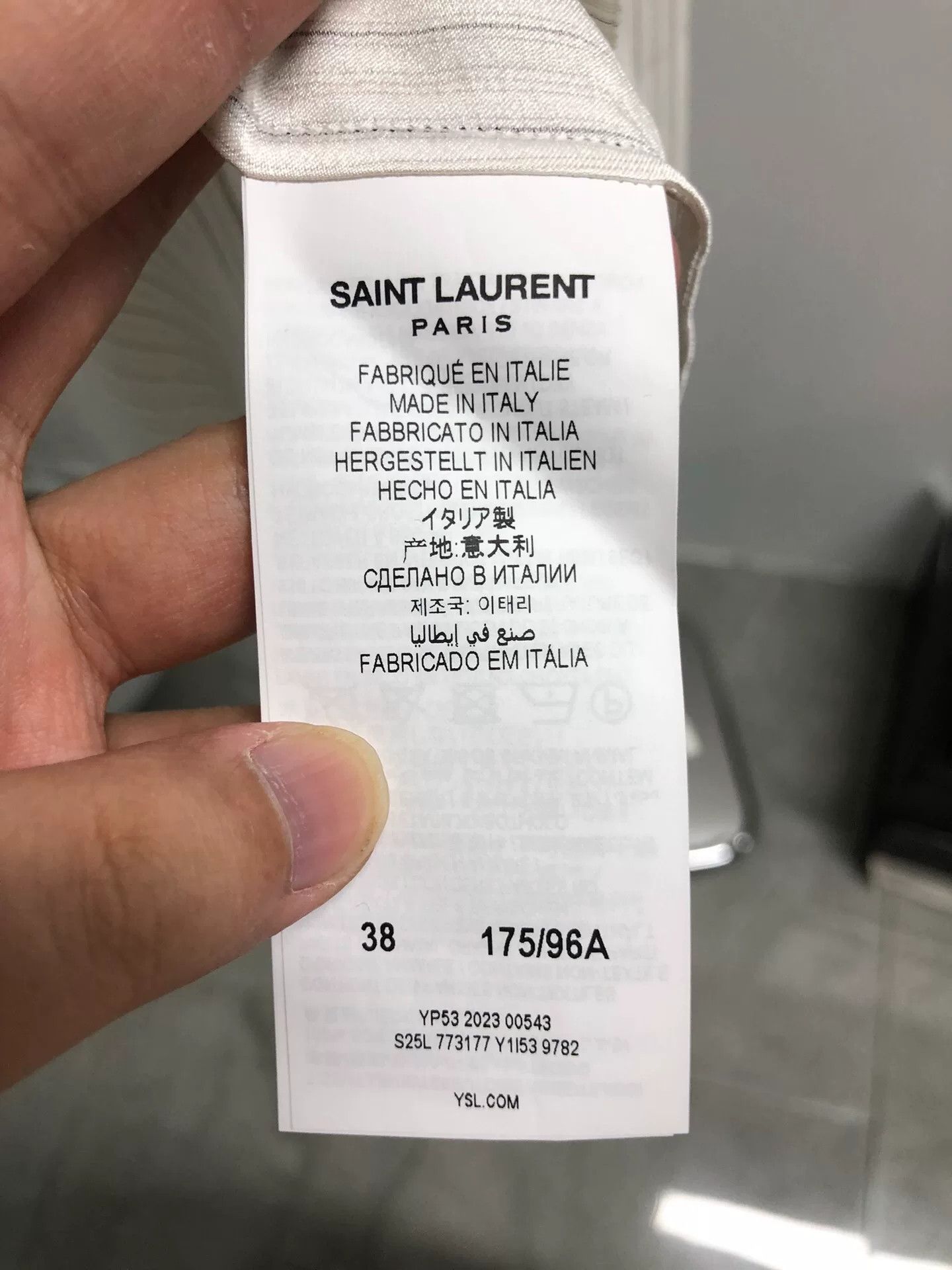 Saint Laurent Paris Saint Laurent Beige Striped Button-Up Shirt Size M / US 6-8 / IT 42-44 - 4 Thumbnail