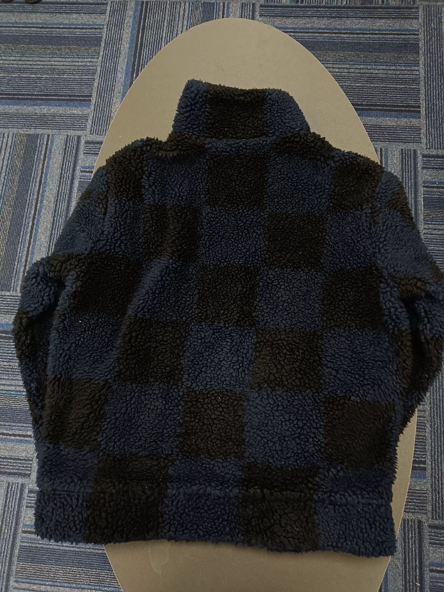 Louis Vuitton Louis Vuitton Checkered Fleece Jacket in Blue Black Size US L / EU 52-54 / 3 - 2 Thumbnail