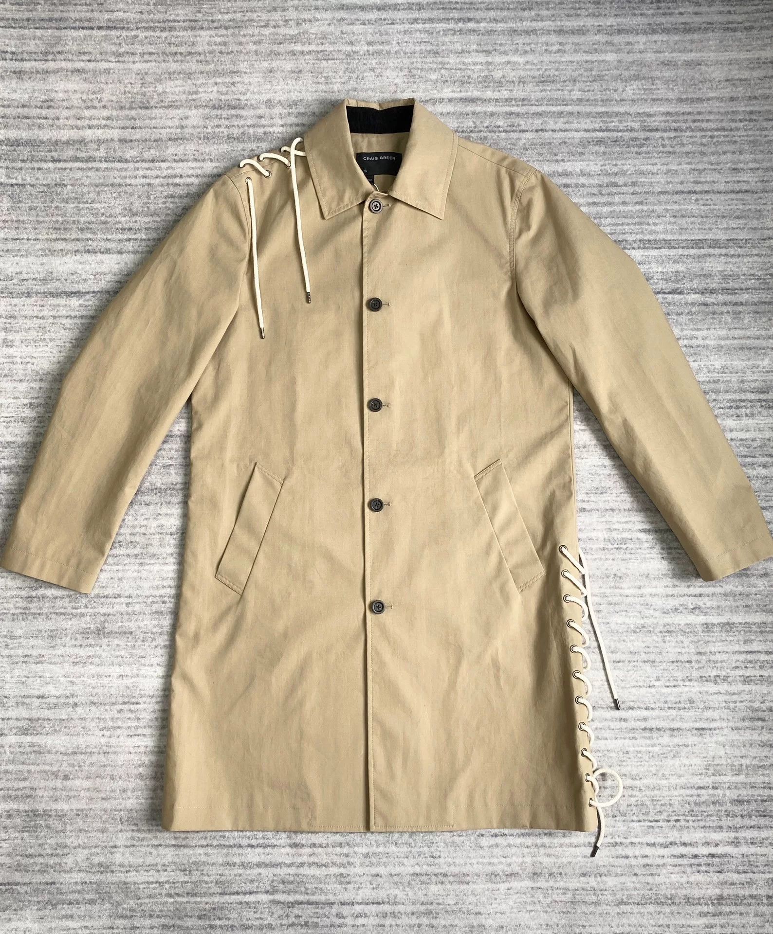 Craig Green khaki drawstring belt trench coat Size US S / EU 44-46 / 1 - 3 Thumbnail