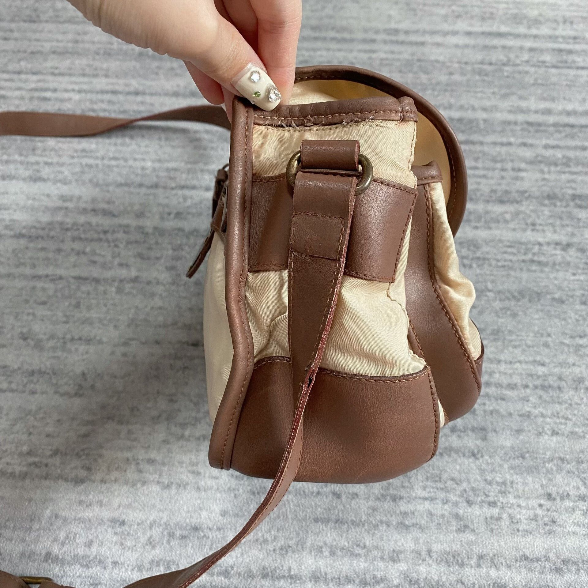 Prada Prada White Brown Mini Shoulder Bag Size ONE SIZE - 4 Thumbnail