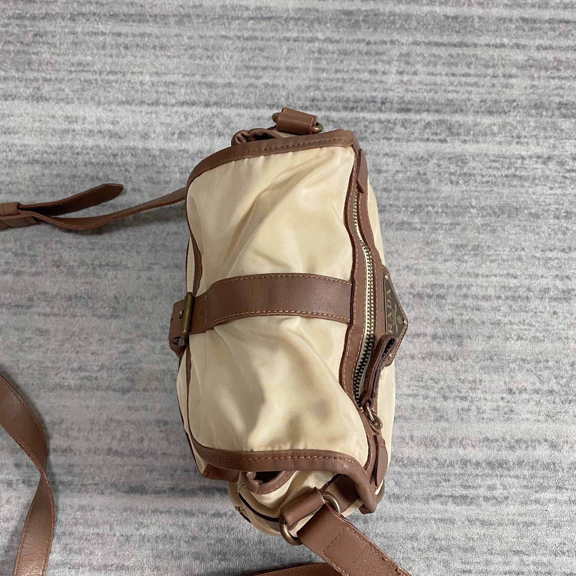 Prada Prada White Brown Mini Shoulder Bag Size ONE SIZE - 3 Thumbnail