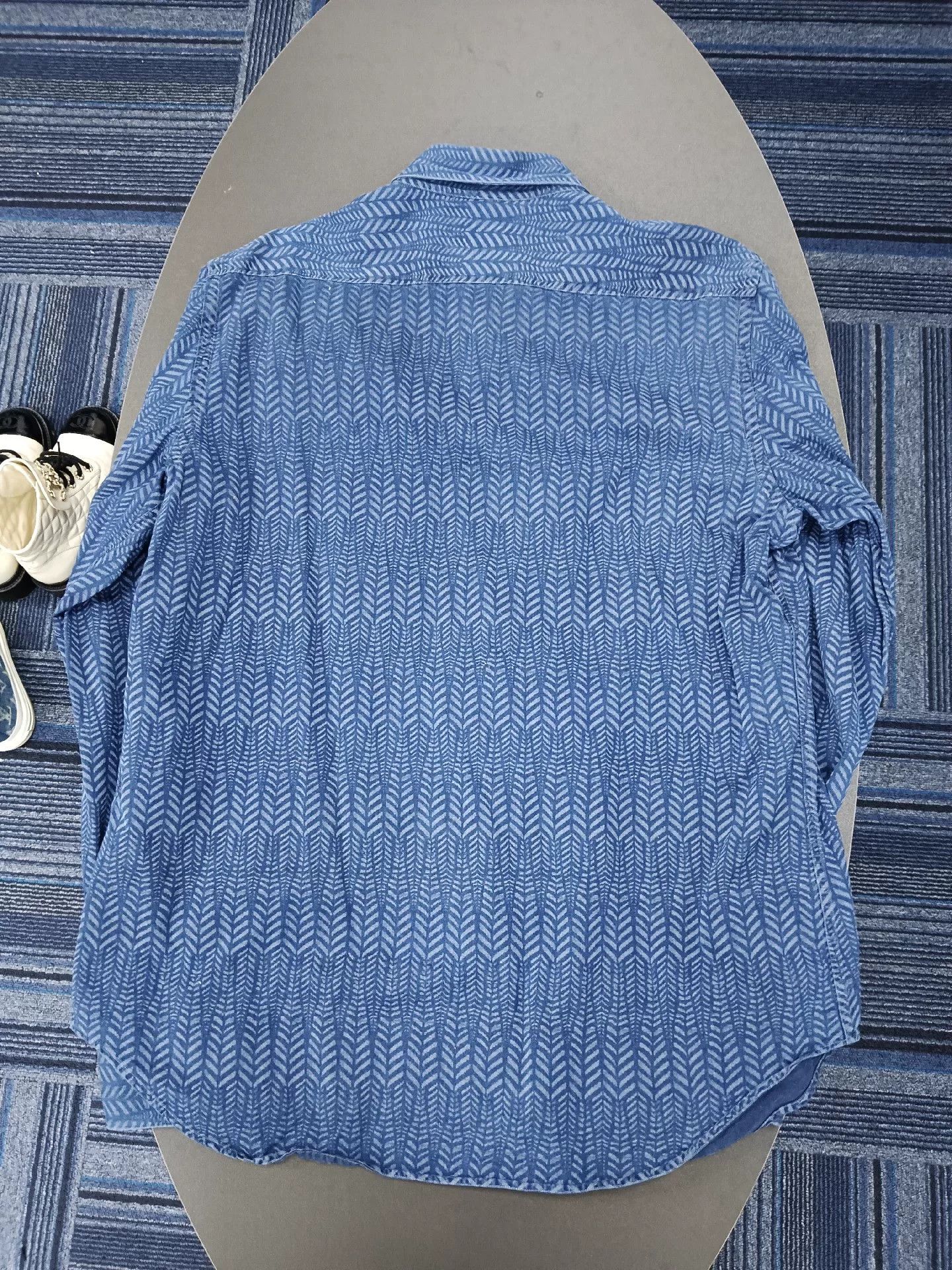 Tod's TOD'S Long Sleeve Art Pattern Shirt Blue Size US L / EU 52-54 / 3 - 2 Thumbnail