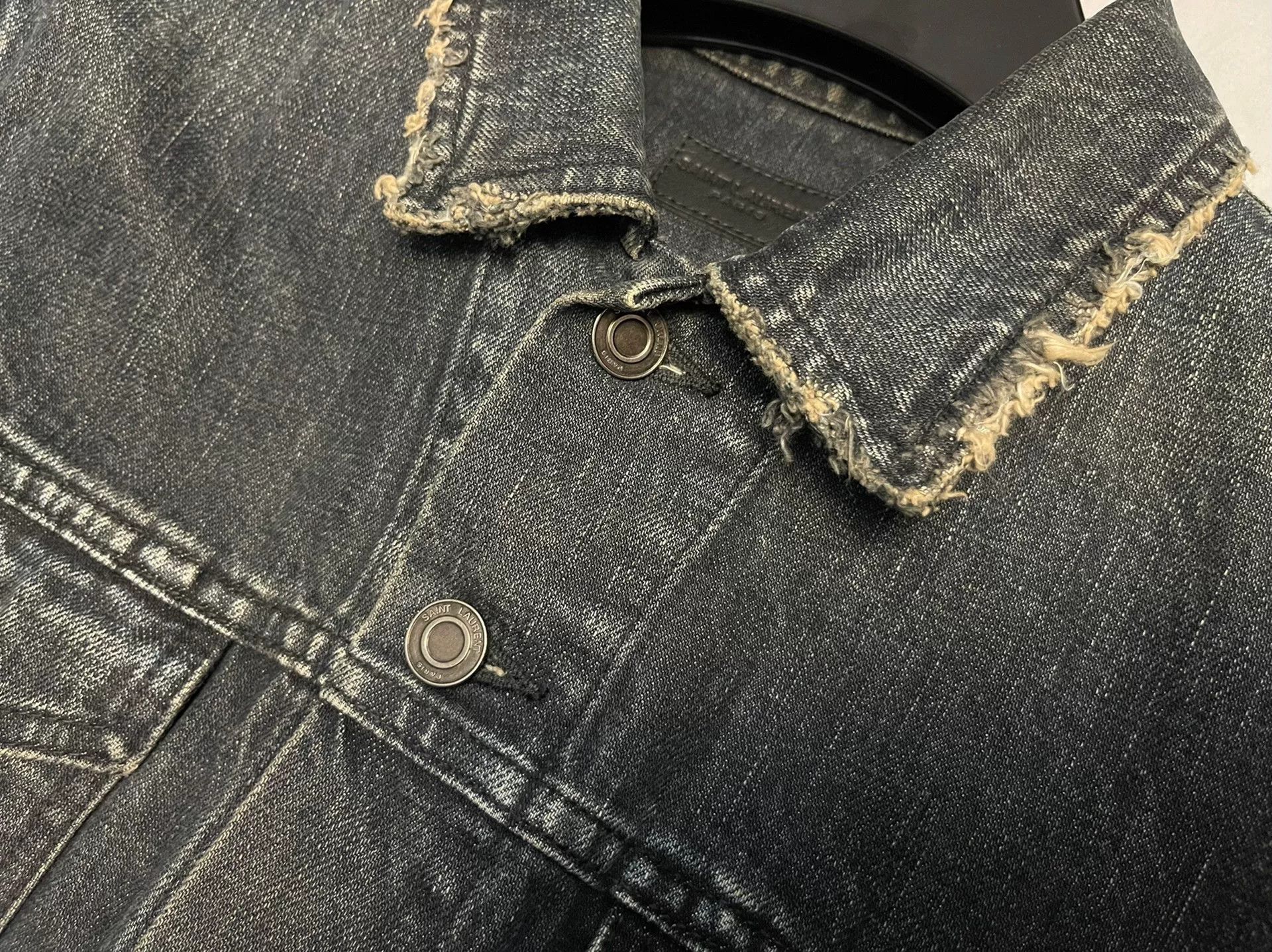 Saint Laurent Paris vintage saint laurent denim jacket in black gray Size US S / EU 44-46 / 1 - 4 Thumbnail