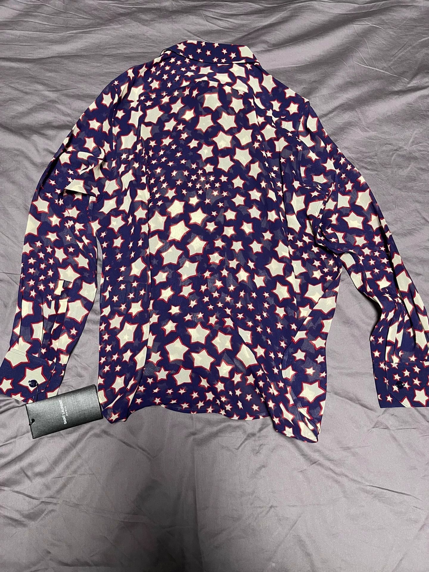 Saint Laurent Paris star print silk chiffon shirt Size S / US 4 / IT 40 - 2 Thumbnail