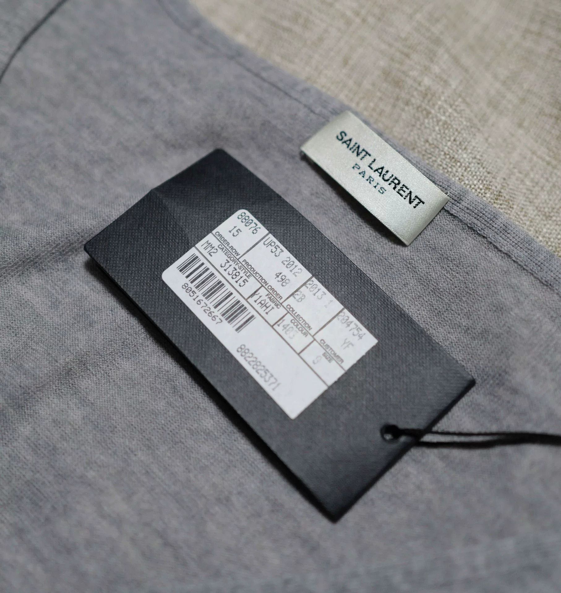 Saint Laurent Paris gray merino wool tee with pocket Size US S / EU 44-46 / 1 - 3 Thumbnail