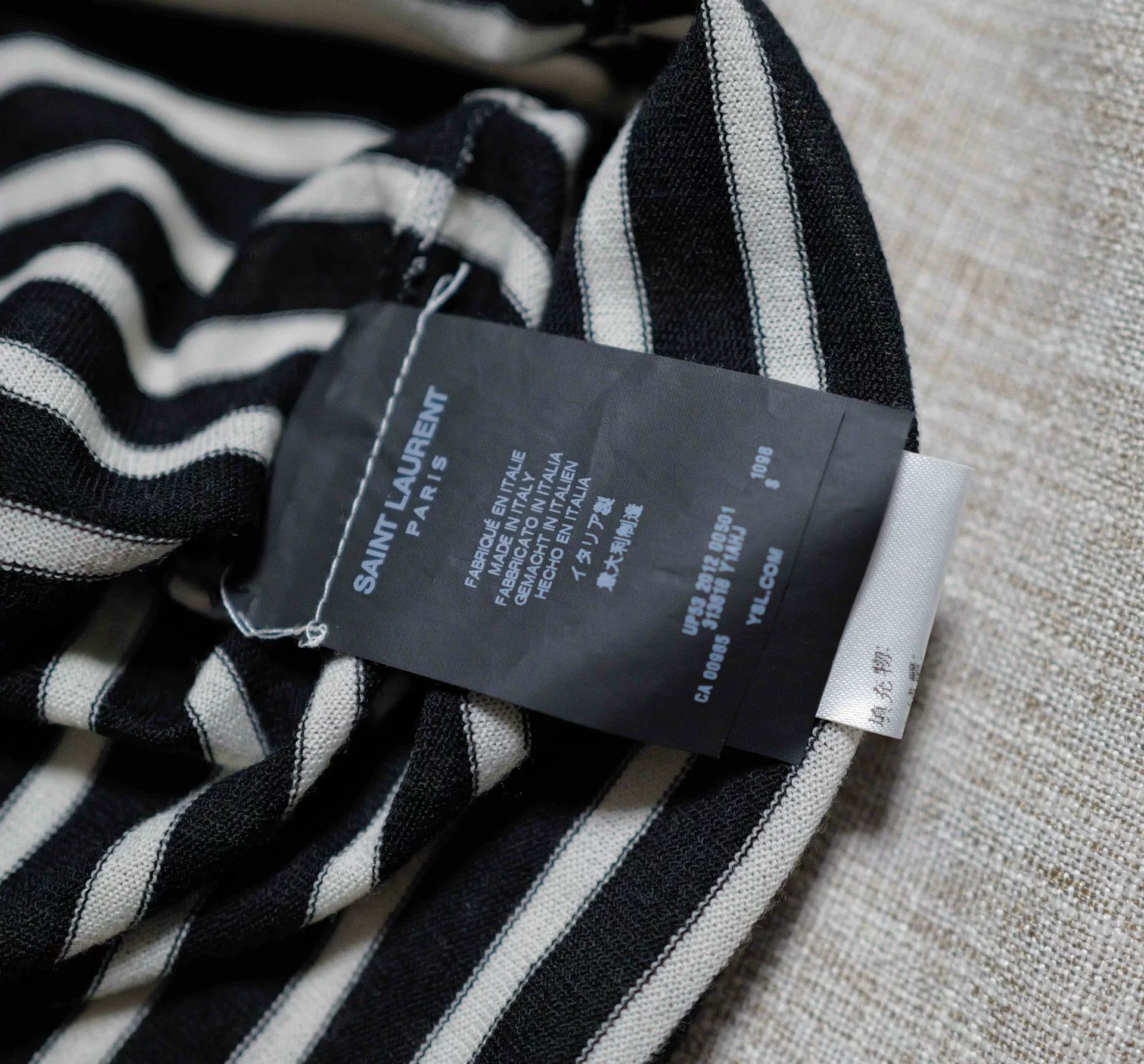 Saint Laurent Paris Saint Laurent Black and White Striped T-Shirt Size US S / EU 44-46 / 1 - 4 Thumbnail