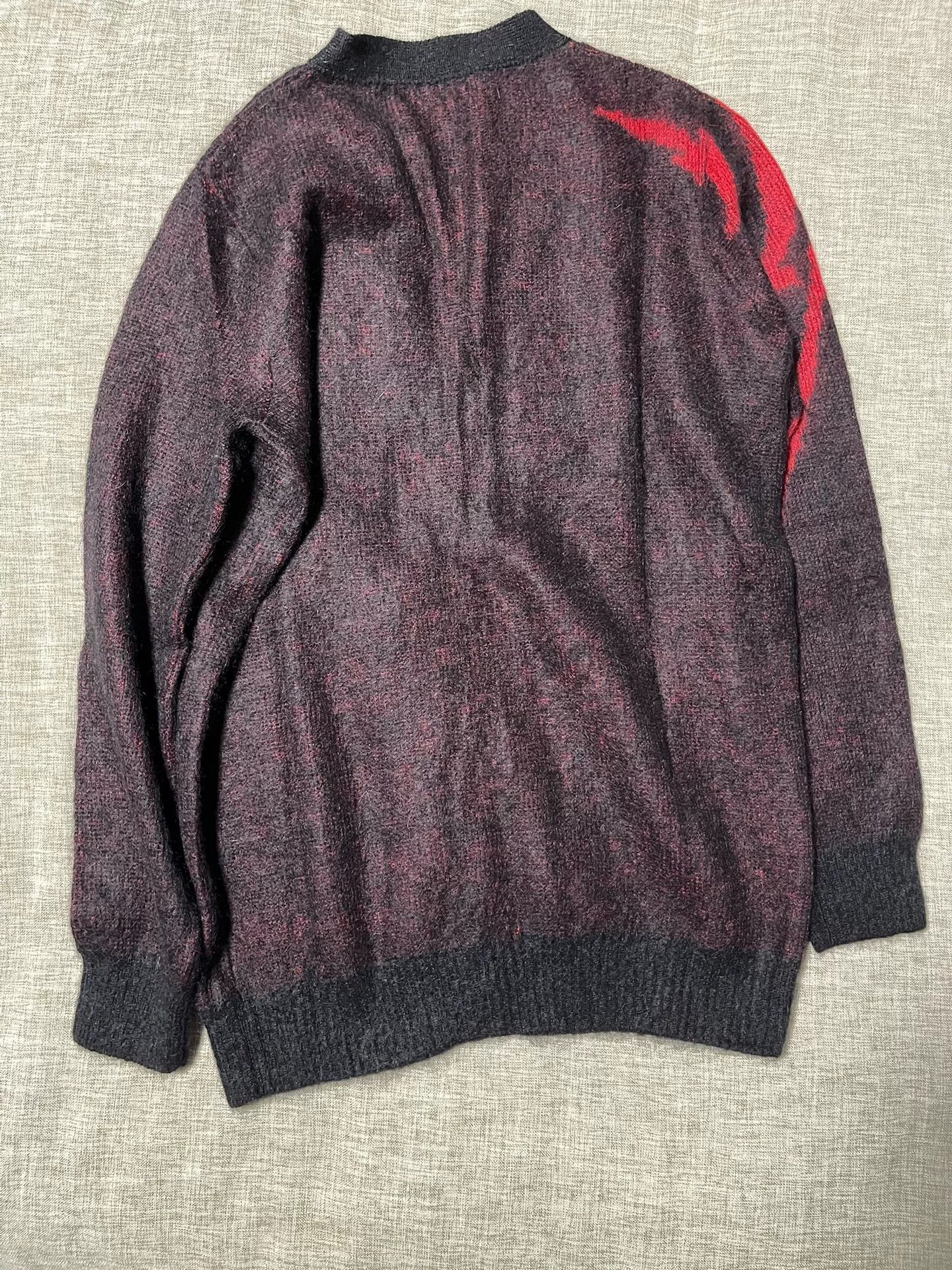 Saint Laurent Paris Saint Laurent Black Red Flame Oversized Sweater Size XS / US 0-2 / IT 36-38 - 2 Thumbnail