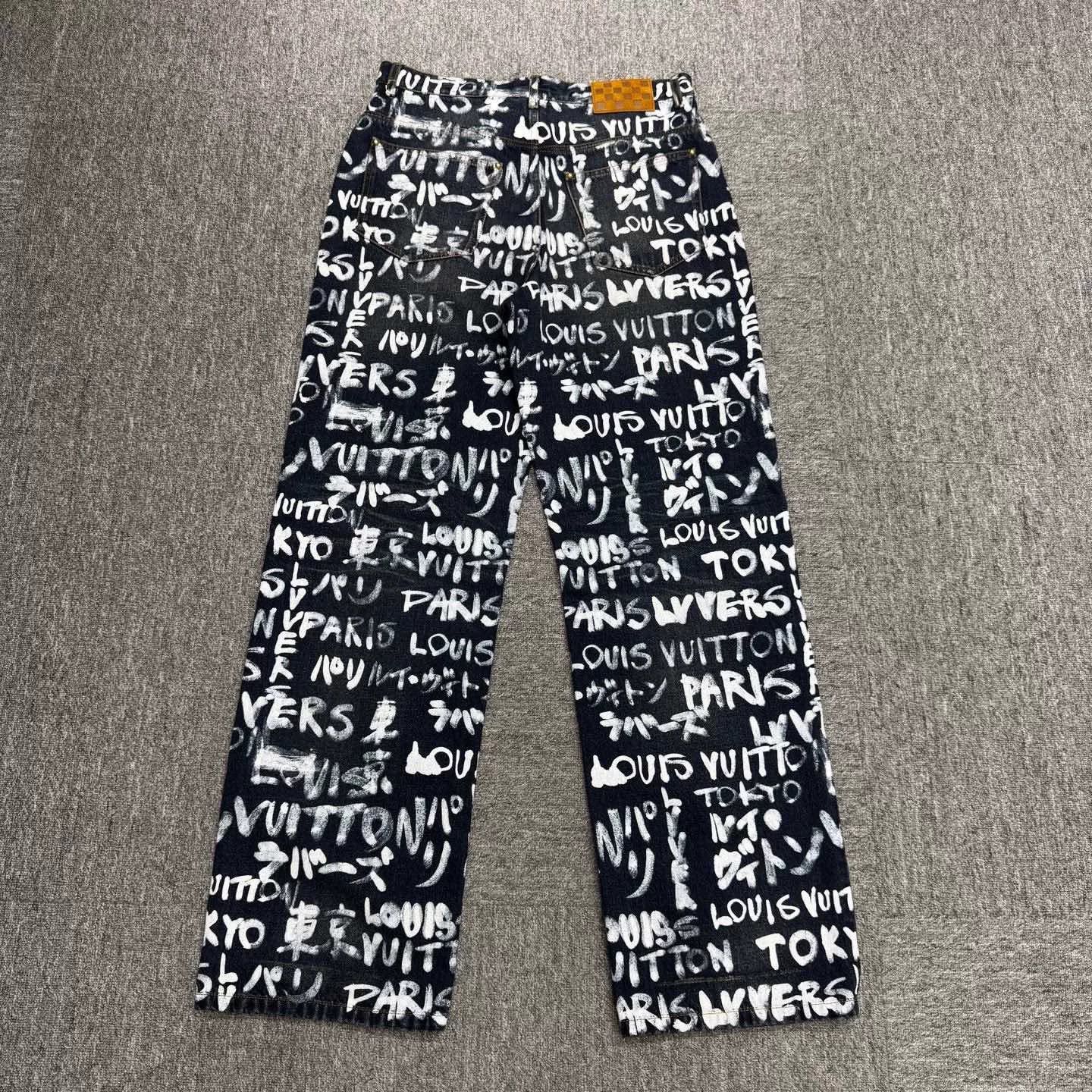 louis vuitton nigo graffiti denim pants