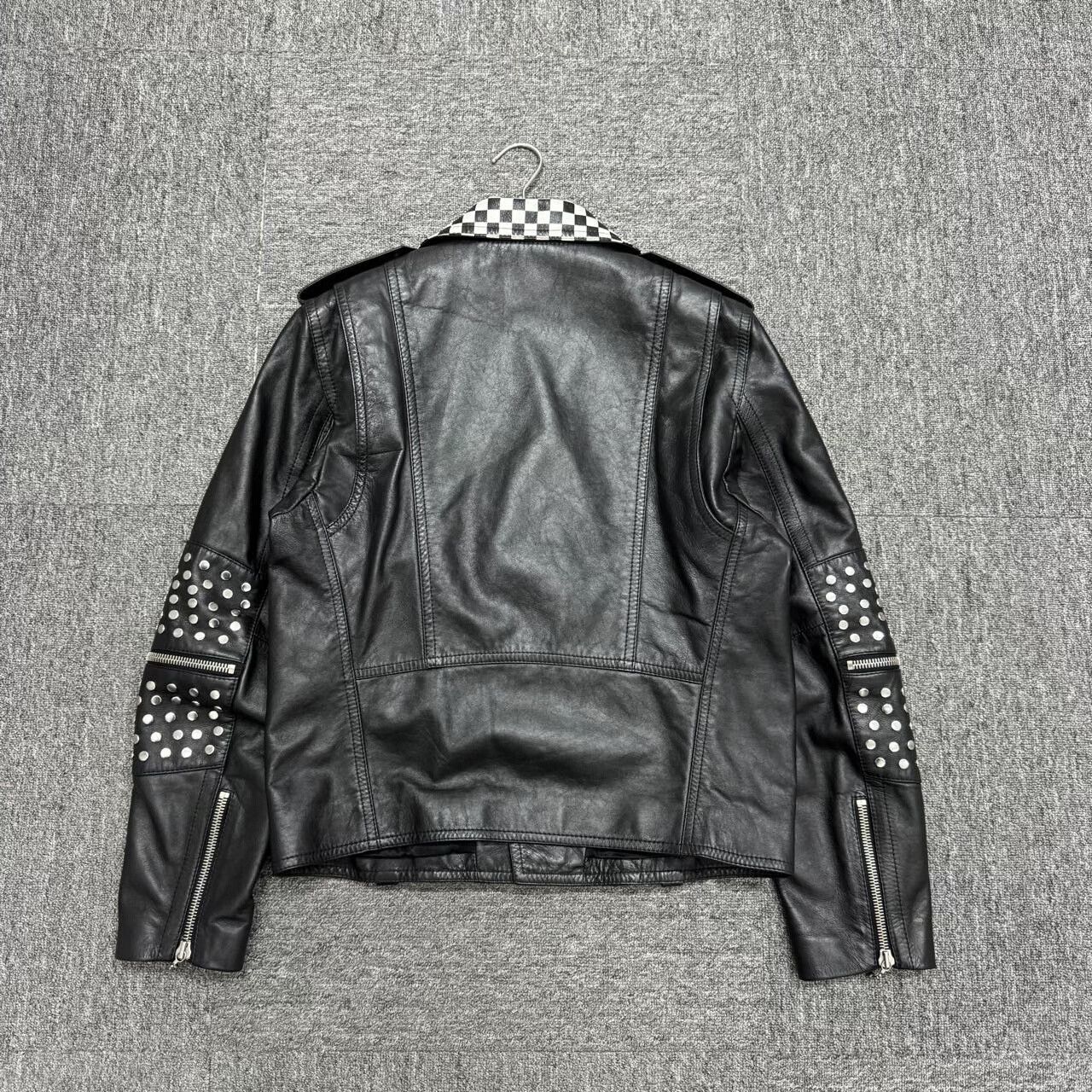 Celine celine checkered studded leather motorcycle jacket Size US L / EU 52-54 / 3 - 2 Thumbnail