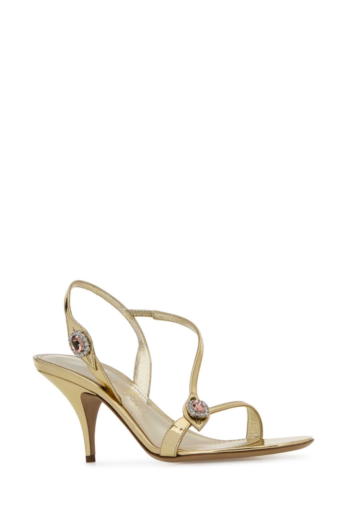 Salvatore Ferragamo Gold Leather Sibilla Sandals Size US 7.5 / IT 37.5 - 2 Thumbnail