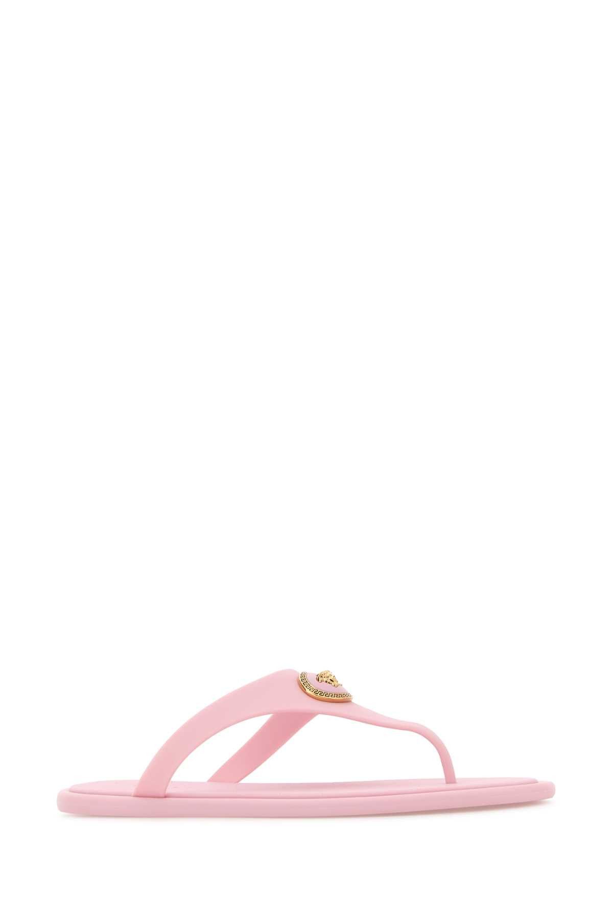 Versace Pink Rubber Thong Slippers Size US 6 / IT 36 - 2 Thumbnail