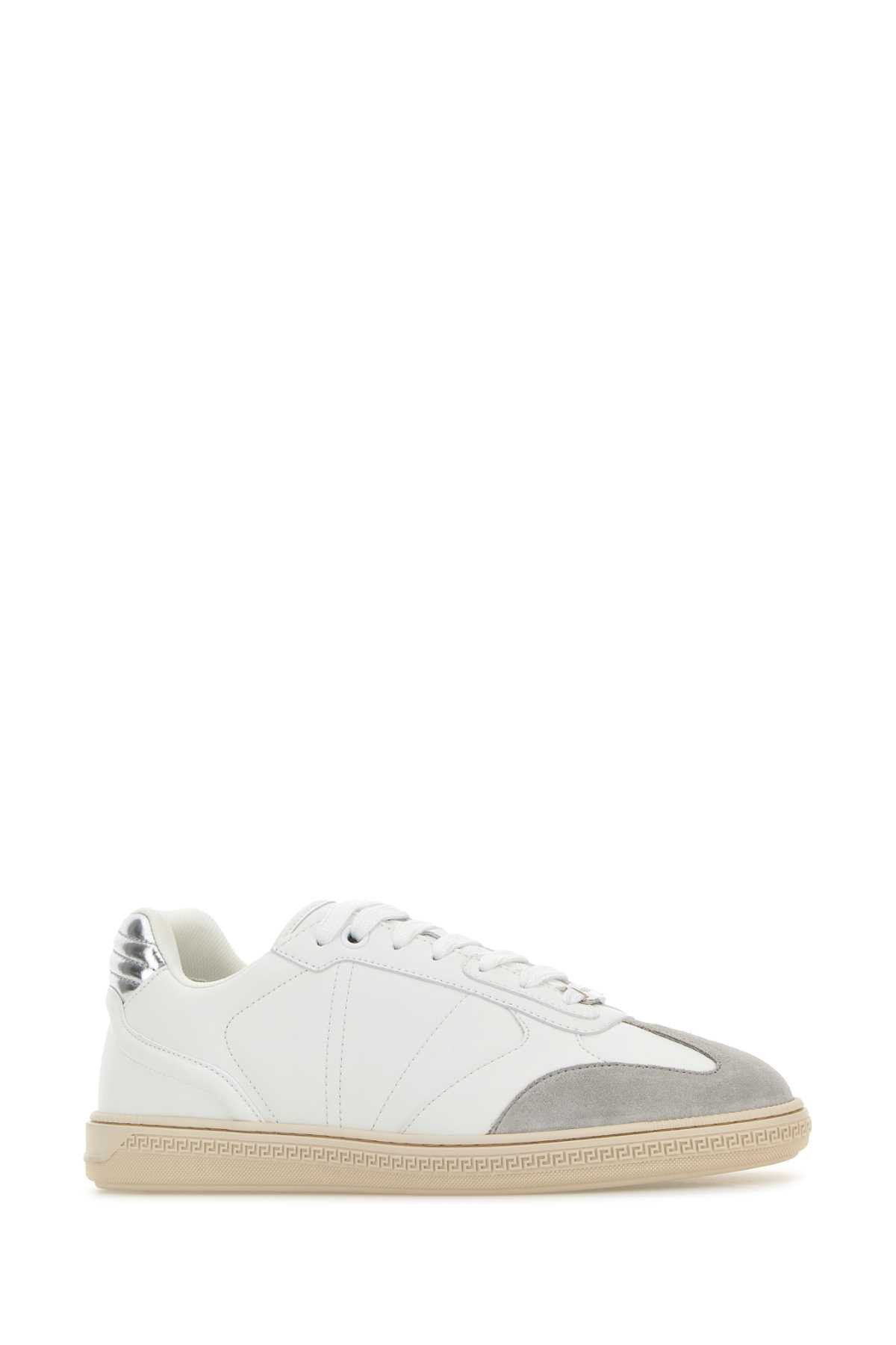 Versace White Leather Greca Court Sneakers Size US 10 / EU 43 - 2 Thumbnail