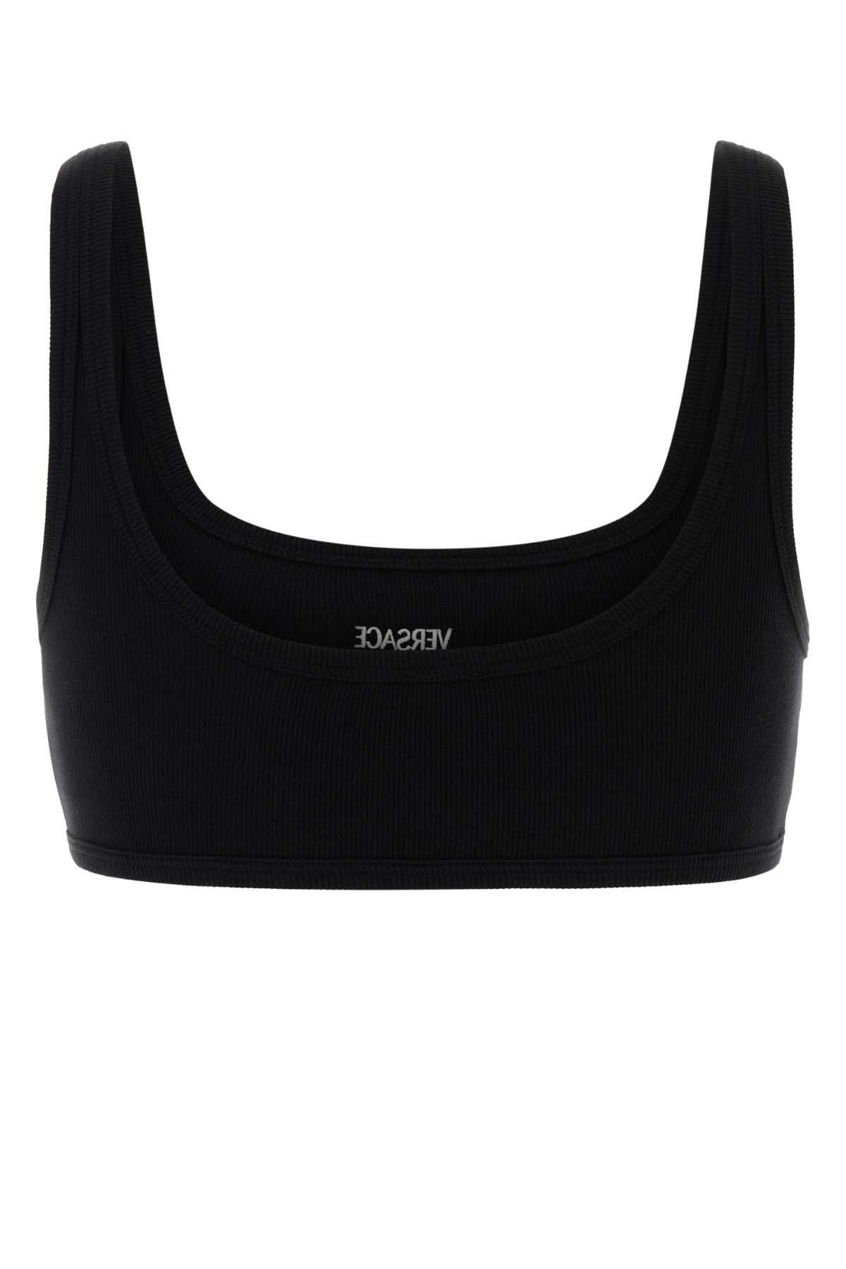 Versace Black Stretch Cotton Bra Size M / US 6-8 / IT 42-44 - 2 Thumbnail