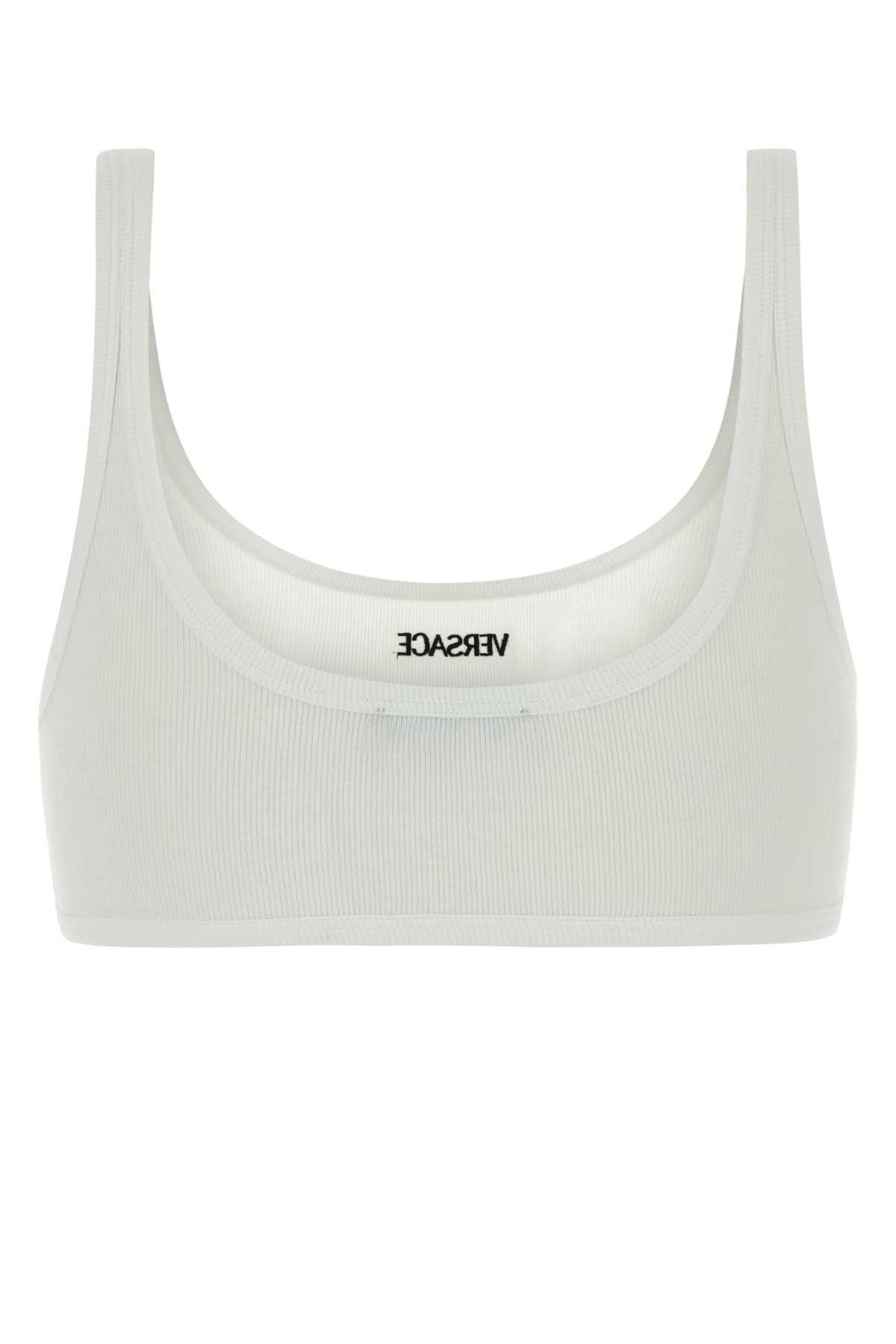 Versace White Stretch Cotton Bra Size S / US 4 / IT 40 - 2 Thumbnail