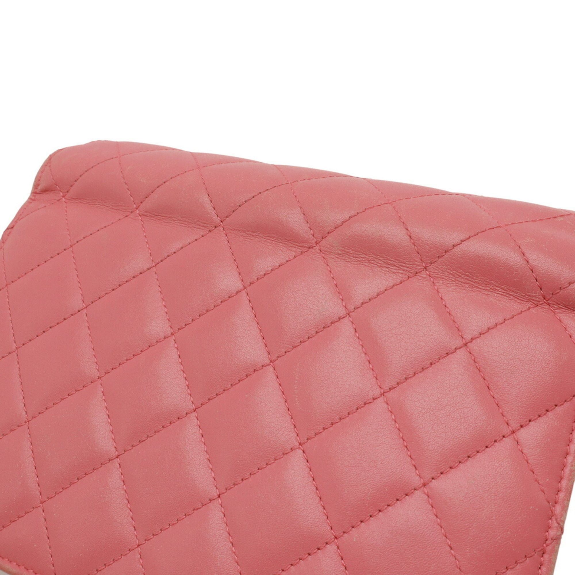Chanel CHANEL Simply CC Matelasse Coco Mark Chain Wallet Shoulder Bag Pochette Leather Pink Red Size ONE SIZE - 5 Thumbnail