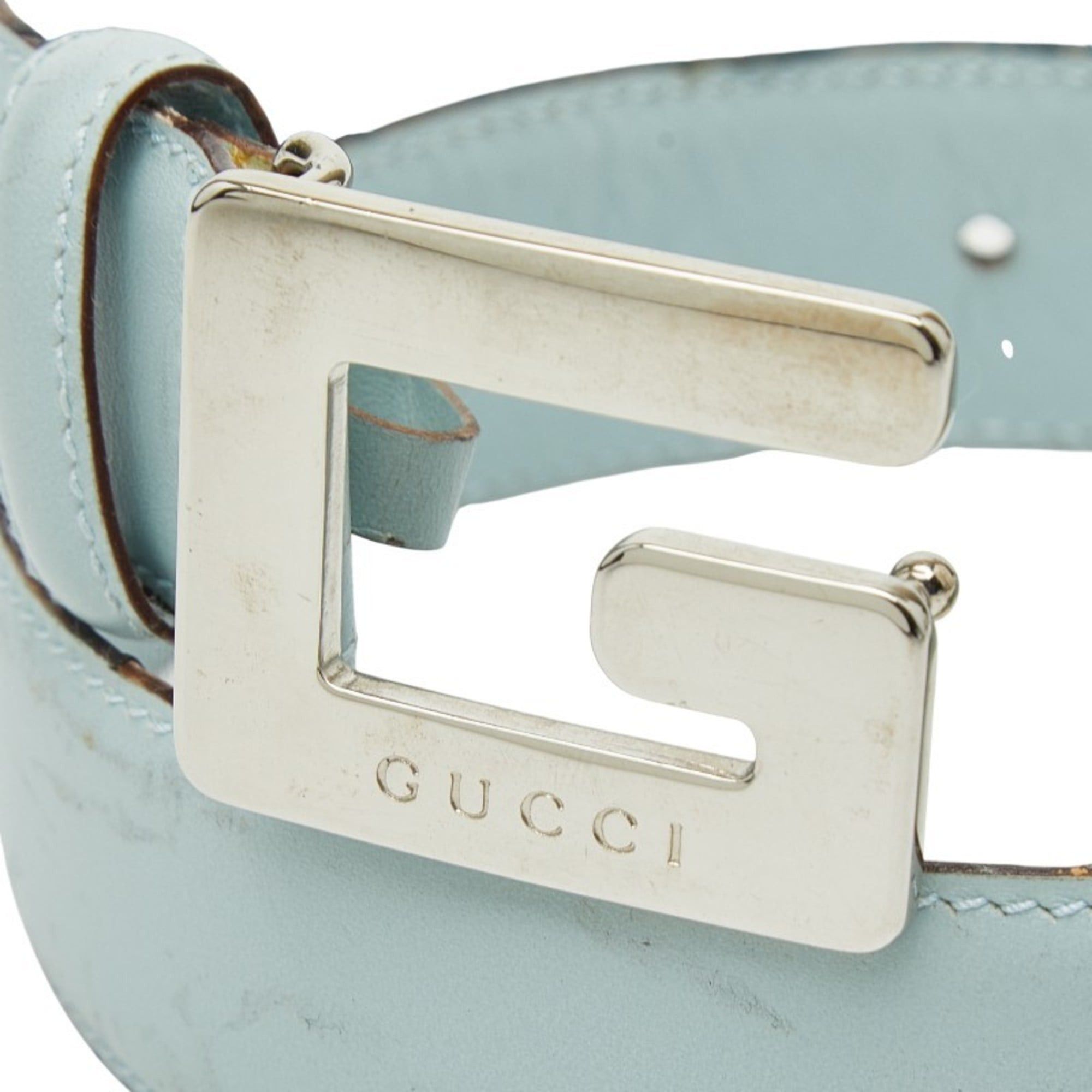 Gucci Gucci Belt Size: 65 26 037 394 0959 Light Blue Leather Women's GUCCI Size ONE SIZE - 5 Thumbnail