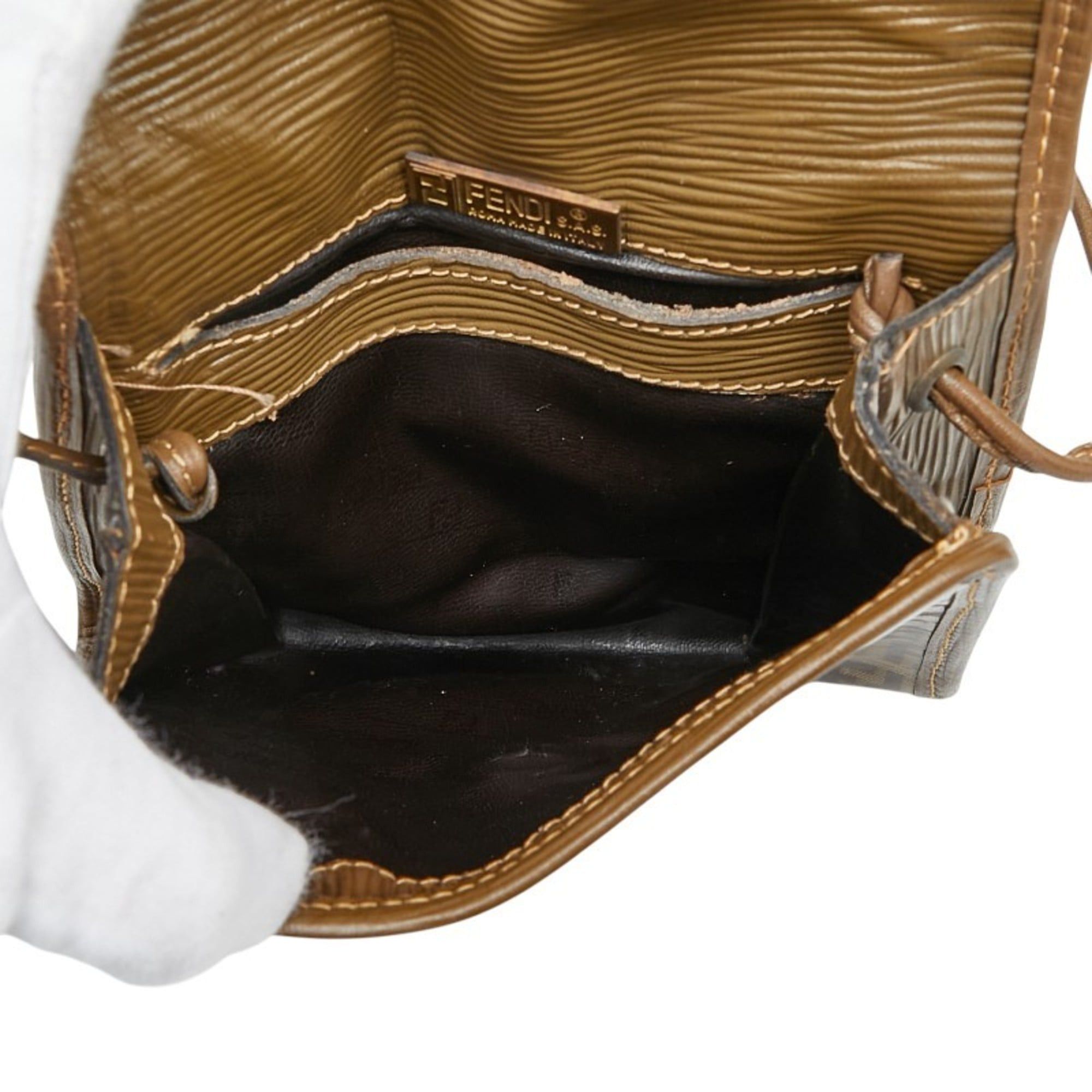 Fendi Fendi Zucchino Shoulder Bag in Brown Leather for Women Size ONE SIZE - 7 Thumbnail