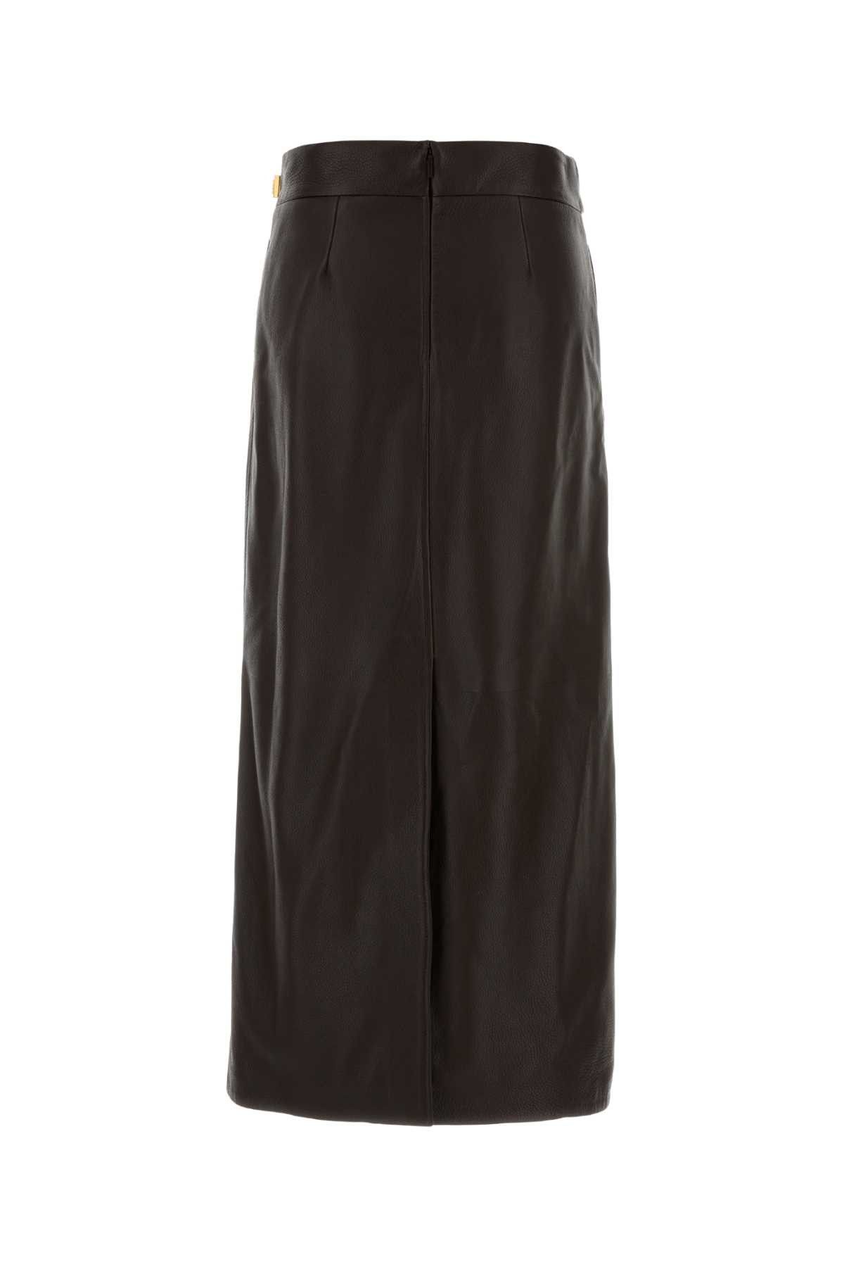 Salvatore Ferragamo Dark Brown Leather Skirt Size 27" / US 4 / IT 40 - 2 Thumbnail