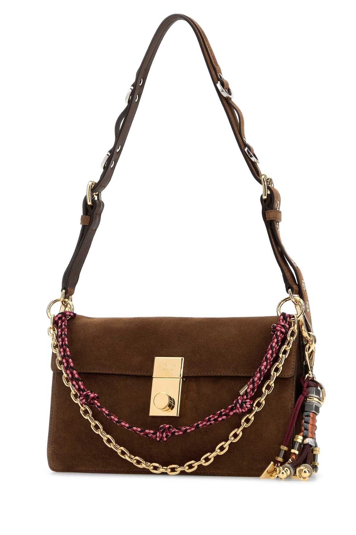 Prada Brown Suede Small Prada Soft Sound Shoulder Bag Size ONE SIZE - 2 Thumbnail