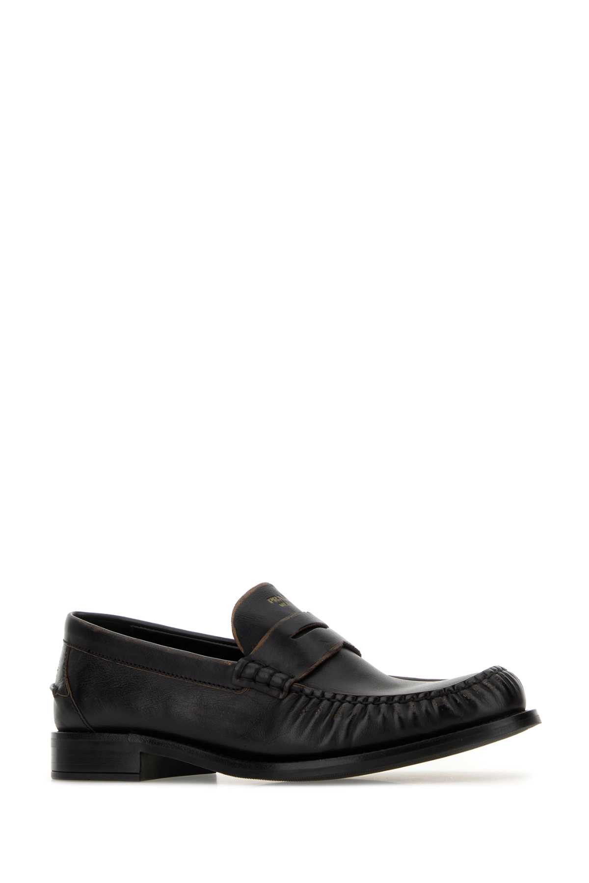 Prada Black Leather Loafers Size US 8.5 / IT 38.5 - 2 Thumbnail