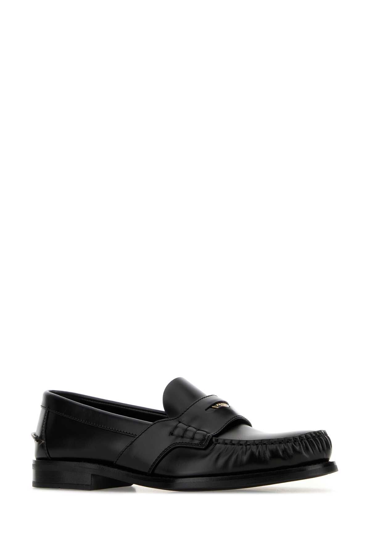 Prada Black Leather Loafers Size US 9 / IT 39 - 2 Thumbnail