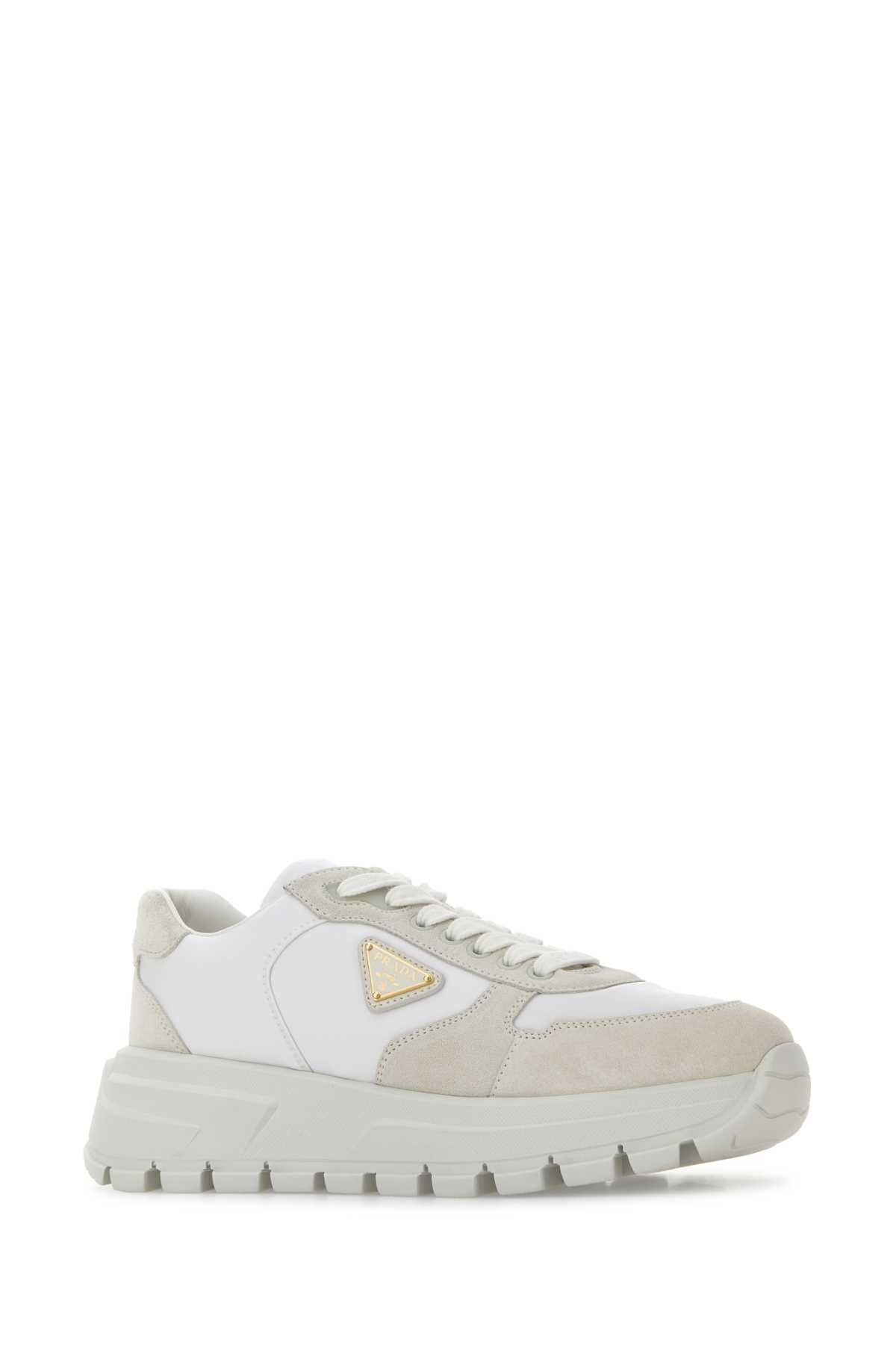 Prada White Suede And Re-Nylon Sneakers Size US 10 / IT 40 - 2 Thumbnail