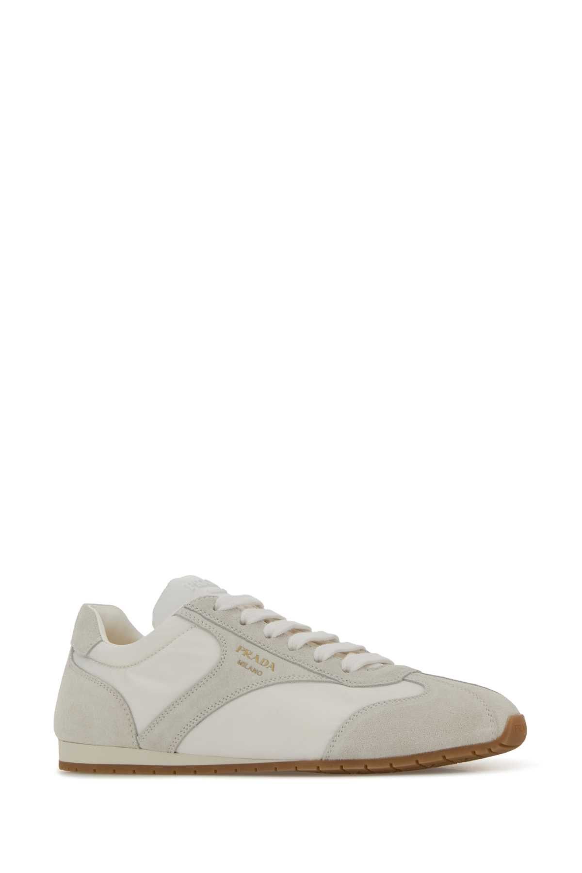 Prada White Suede And Re-Nylon Sneakers Size US 10 / IT 40 - 2 Thumbnail