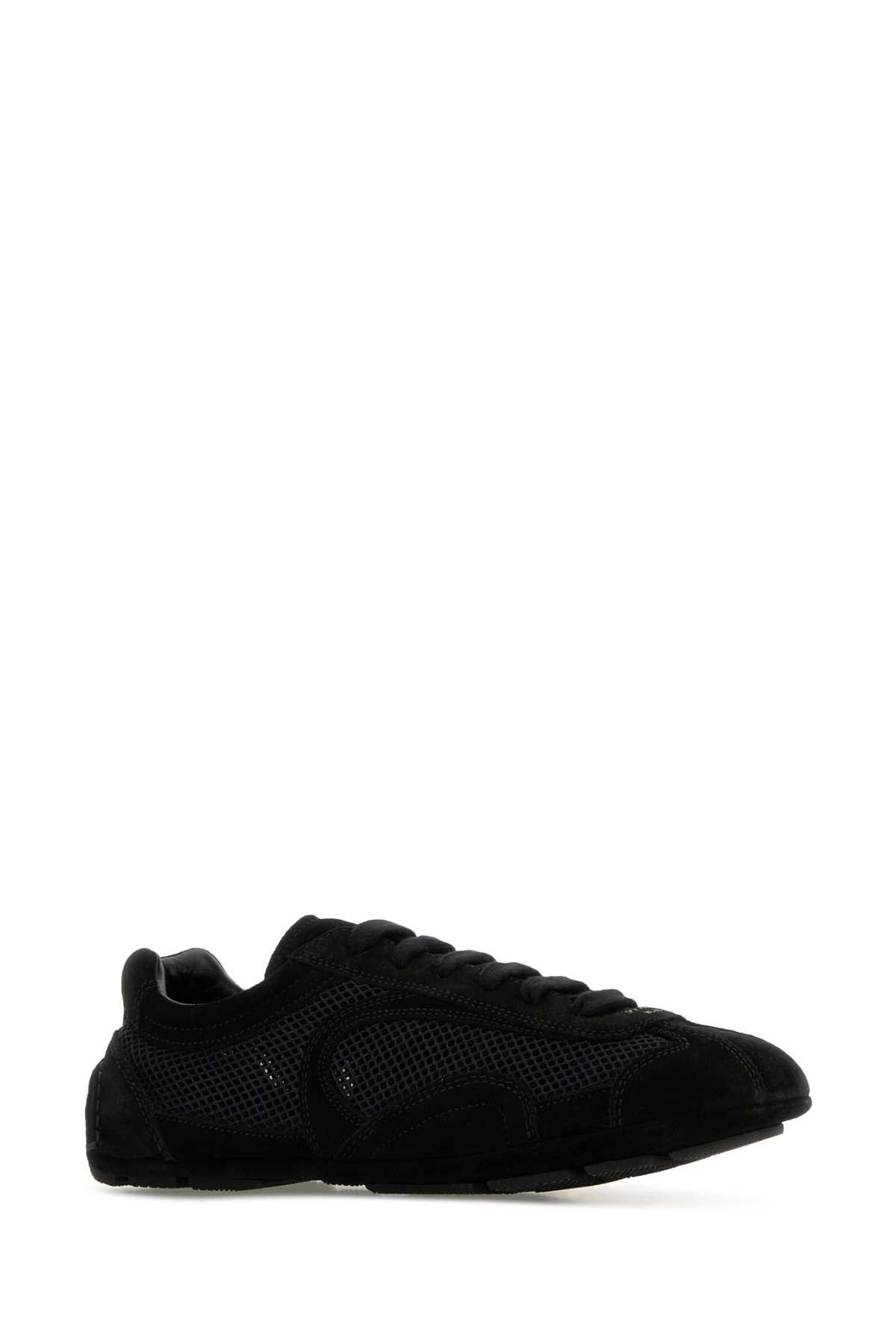 Prada Black Suede And Mesh Montecarlo Sneakers Size US 8 / IT 38 - 2 Thumbnail