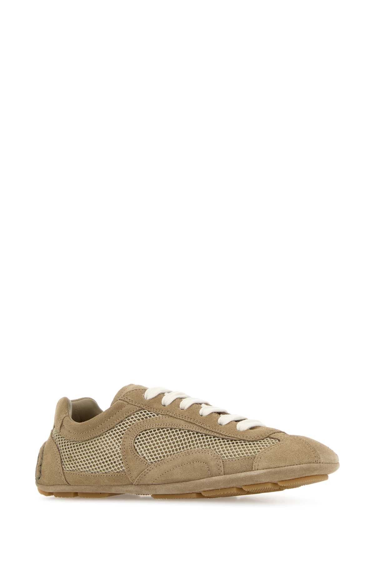 Prada Beige Suede And Mesh Montecarlo Sneakers Size US 6.5 / IT 36.5 - 2 Thumbnail