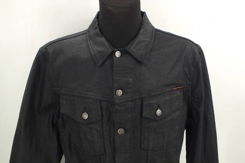 Nudie Jeans Nudie Jeans Perry Org, Back 2 Black denim waxed jacket