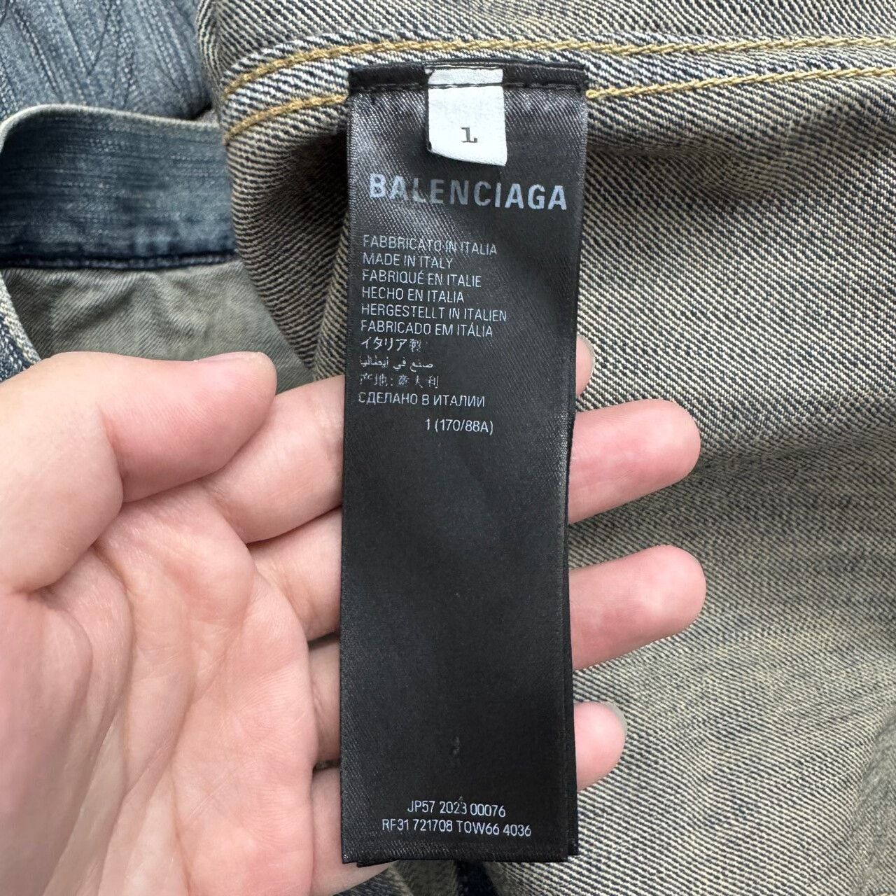 balenciaga graffiti embellished denim jacket