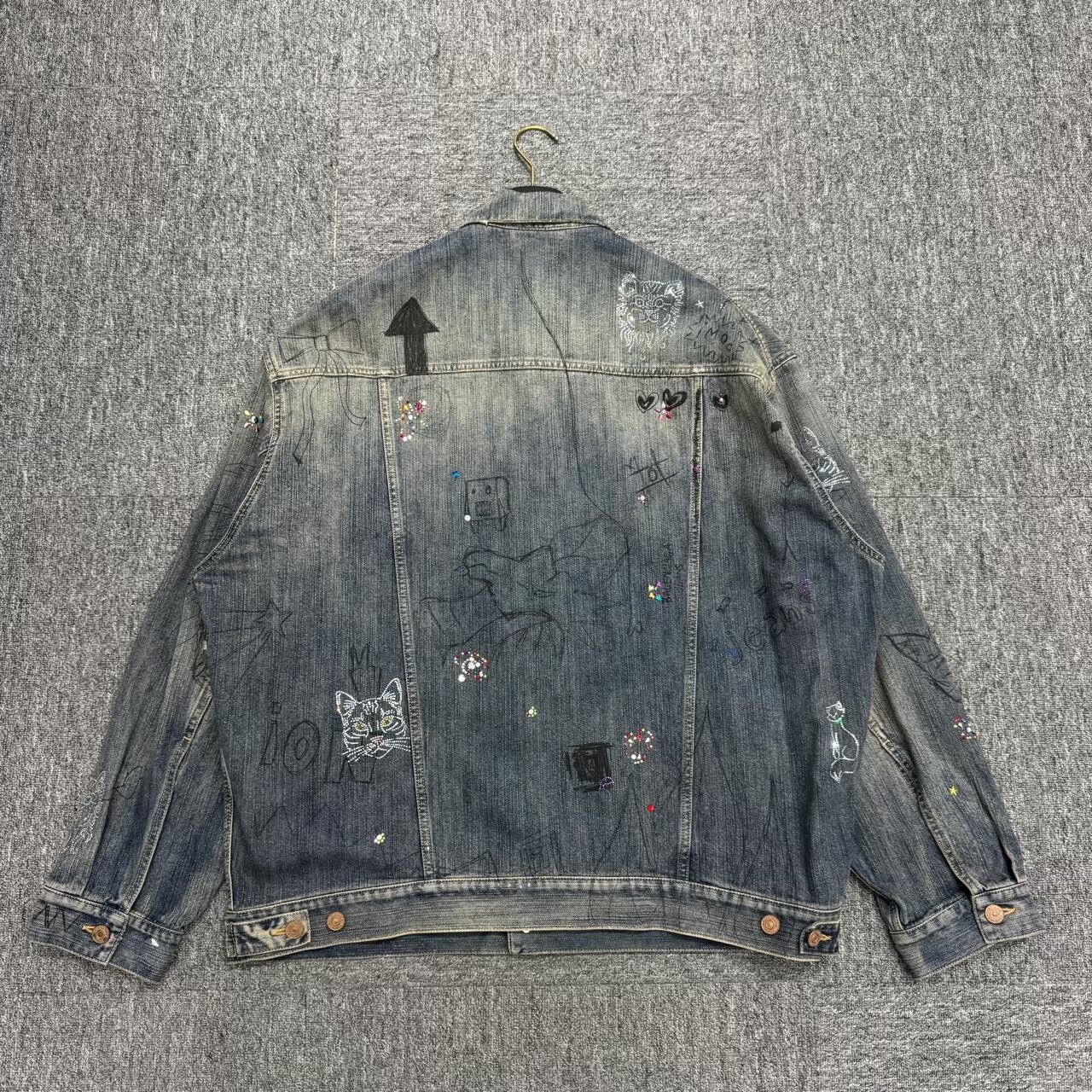 balenciaga graffiti embellished denim jacket