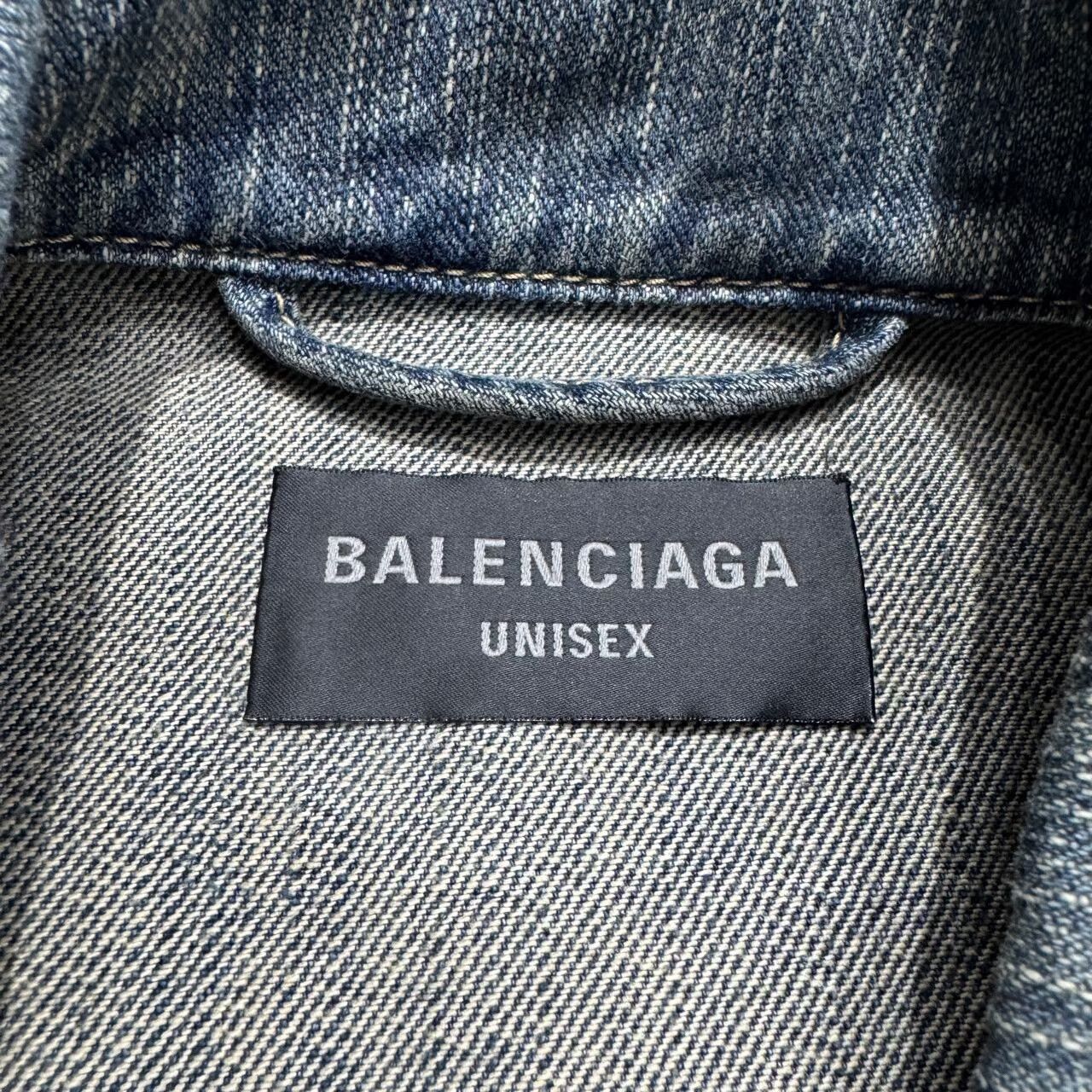 balenciaga graffiti embellished denim jacket