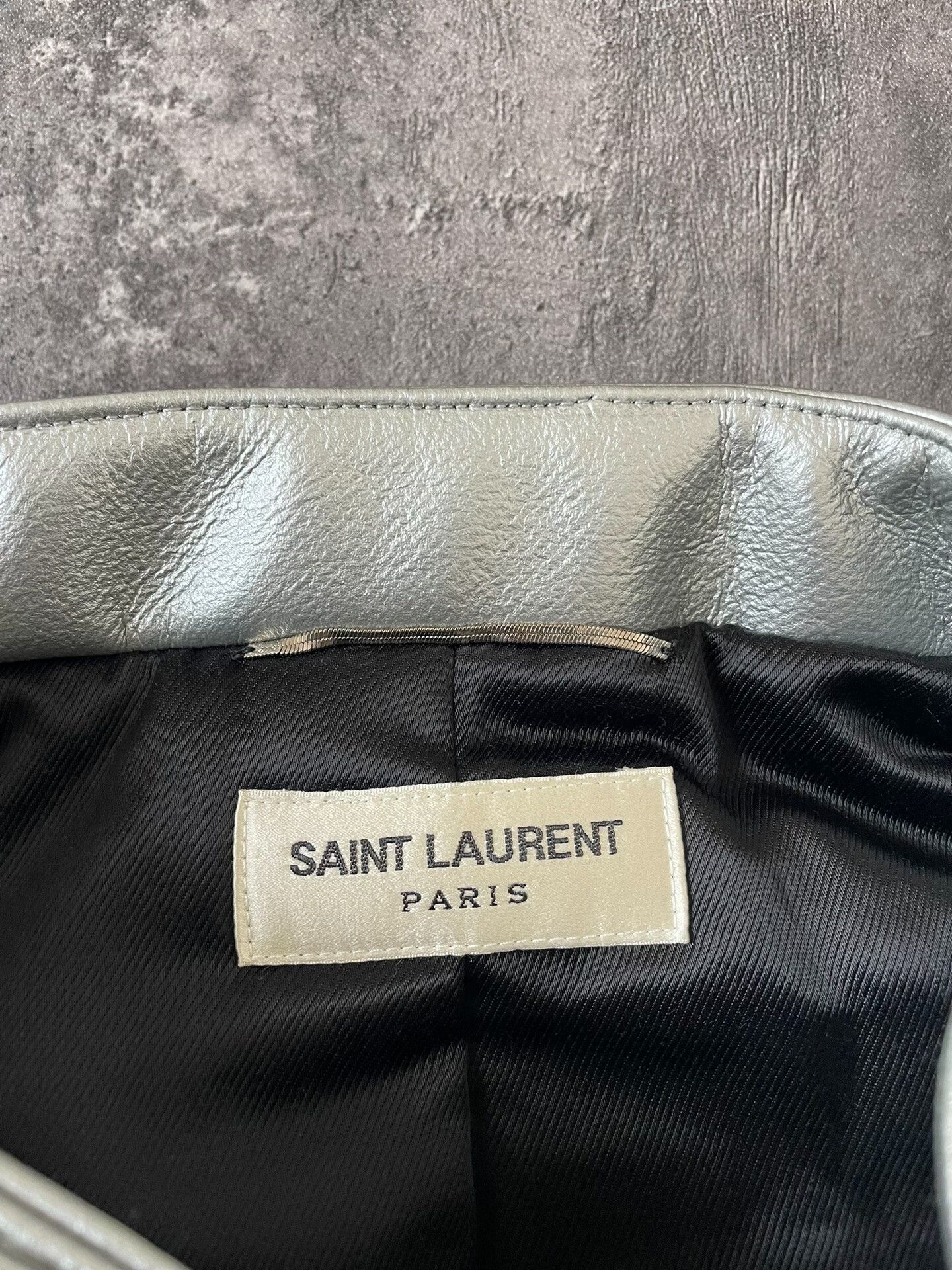 Saint Laurent Paris silver lambskin biker jacket by Saint Laurent Size US M / EU 48-50 / 2 - 7 Thumbnail