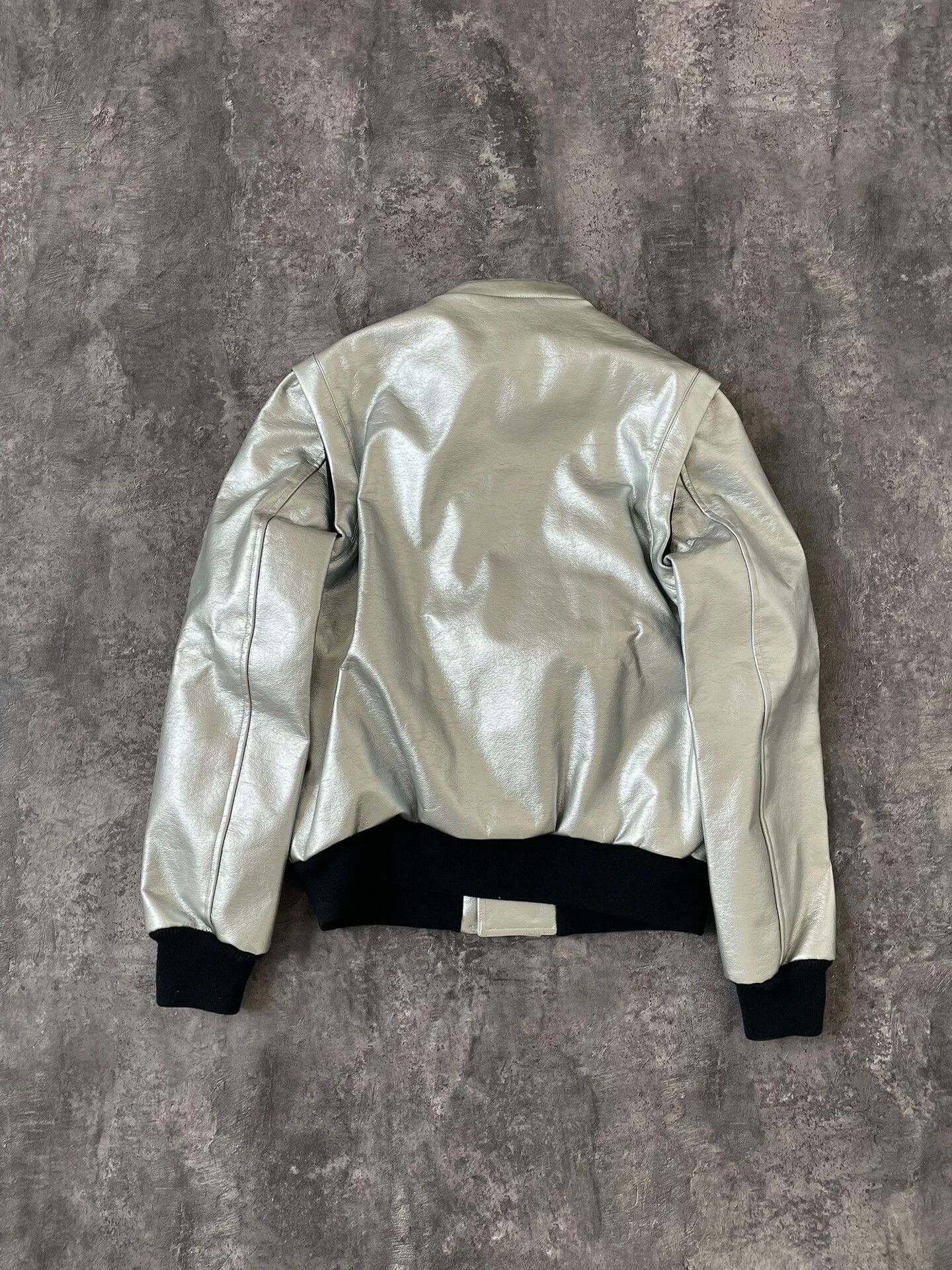 Saint Laurent Paris silver lambskin biker jacket by Saint Laurent Size US M / EU 48-50 / 2 - 6 Thumbnail