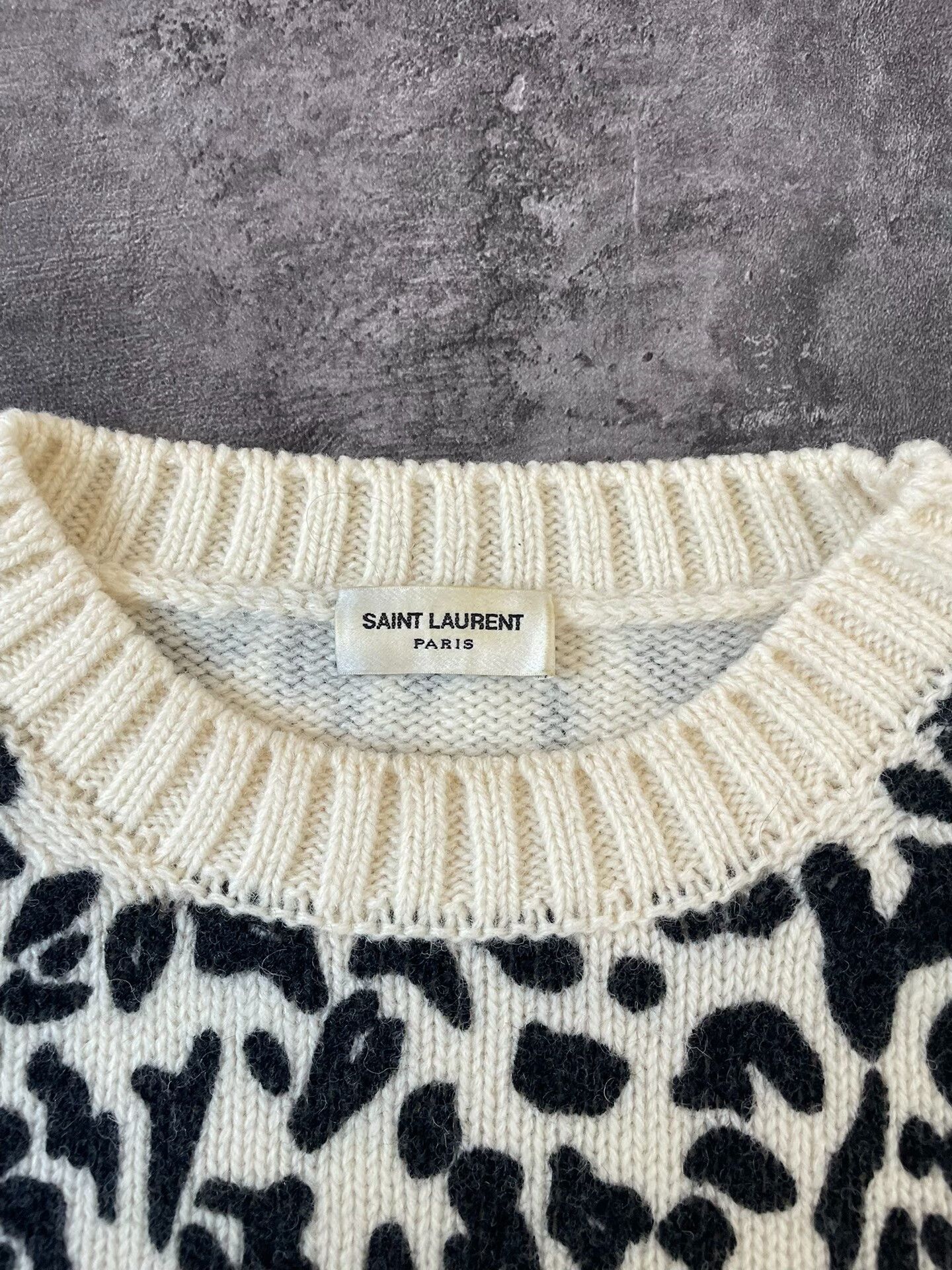 Saint Laurent Paris saint laurent leopard print cream sweater Size S / US 4 / IT 40 - 3 Thumbnail