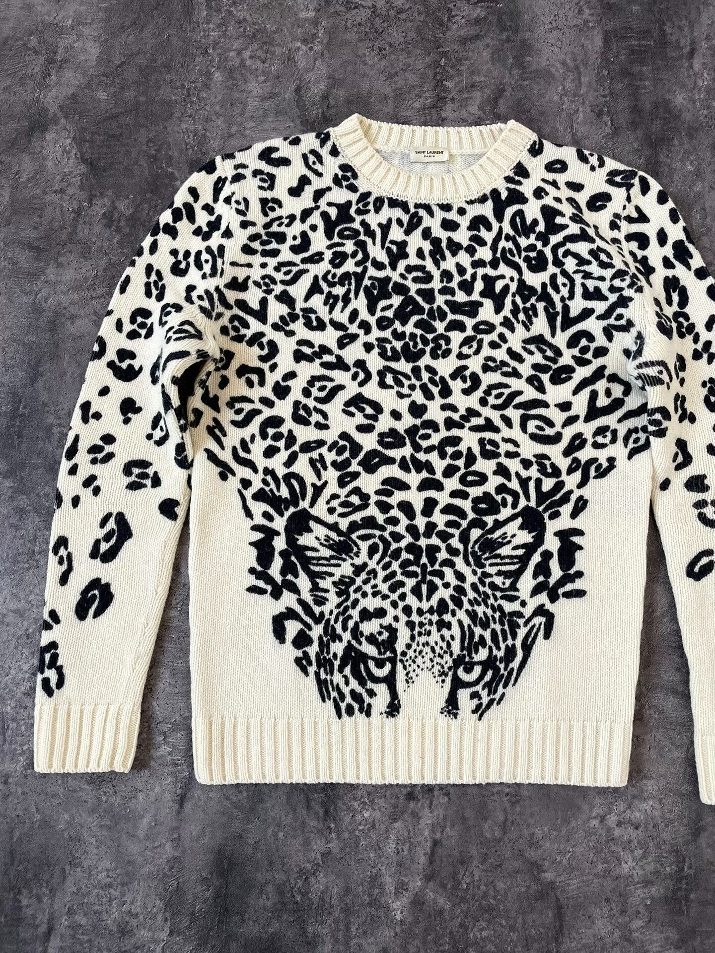 Saint Laurent Paris saint laurent leopard print cream sweater Size S / US 4 / IT 40 - 2 Thumbnail