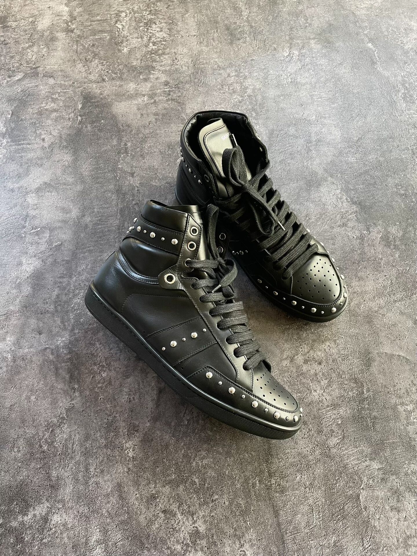Saint Laurent Paris saint laurent high-top studded black sneakers Size US 10 / EU 43 - 2 Thumbnail