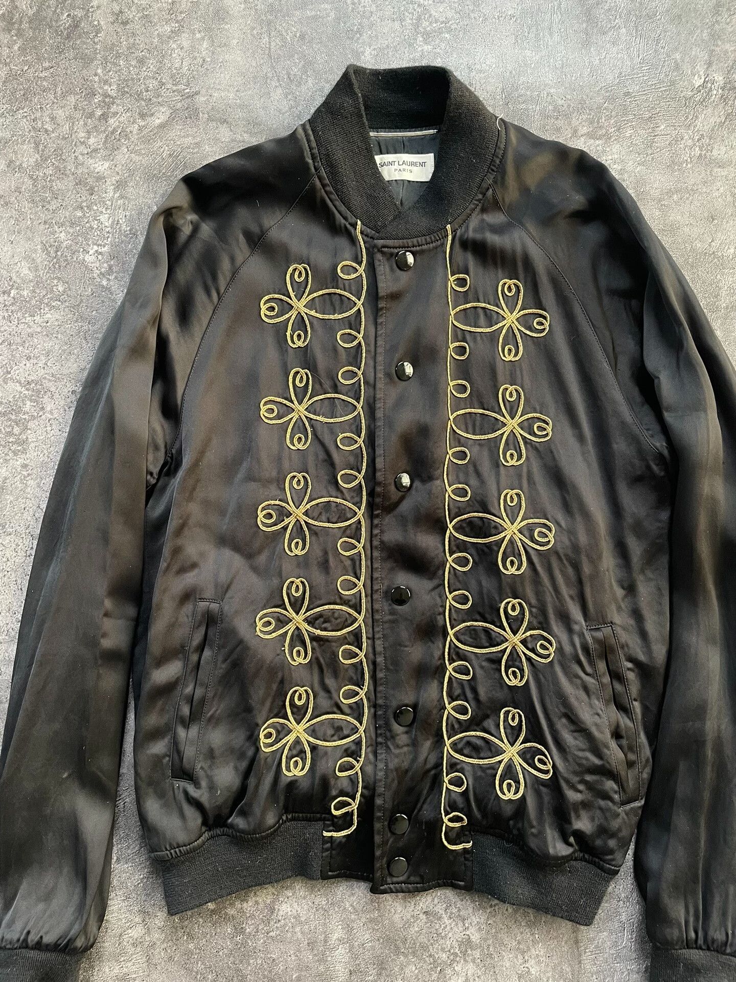 Saint Laurent Paris Saint Laurent Silk Embroidered Jacket Size L / US 10 / IT 46 - 3 Thumbnail