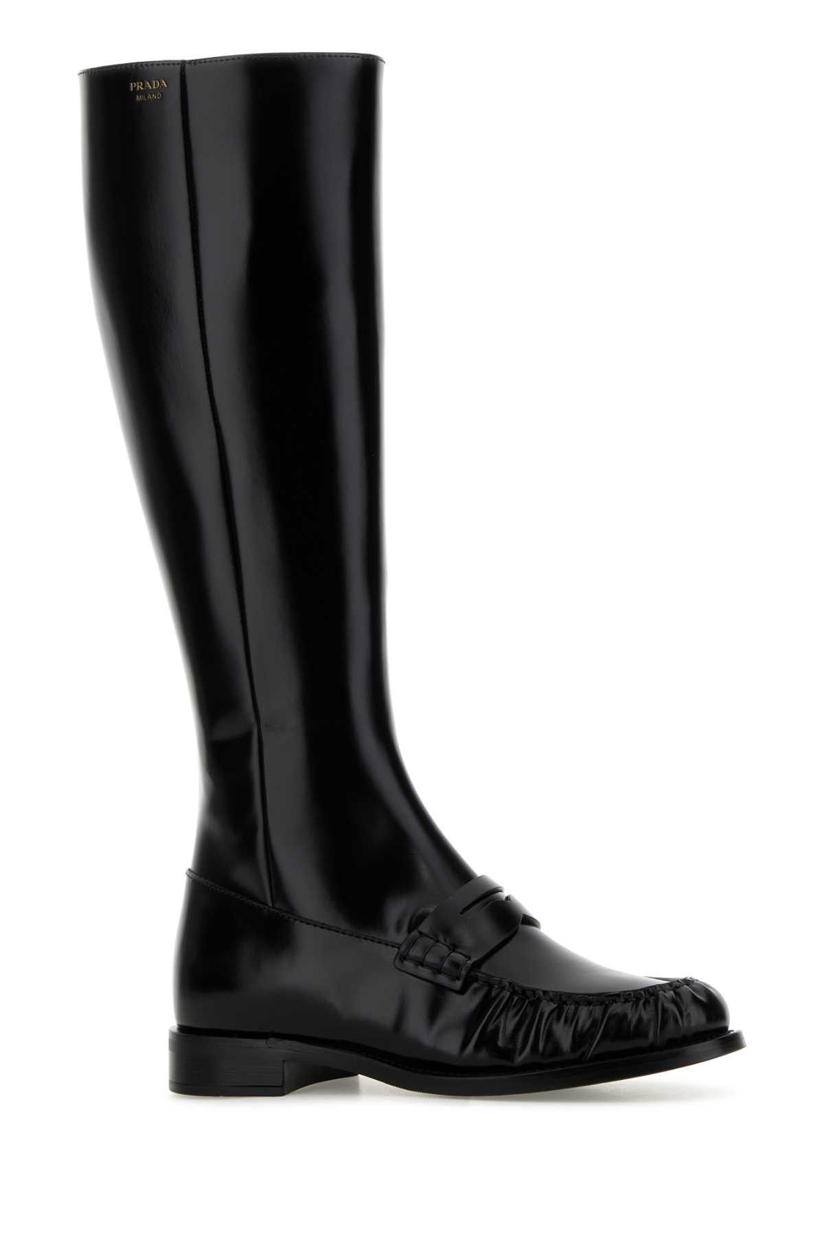 Prada Black Leather Boots Size US 10 / IT 40 - 2 Thumbnail