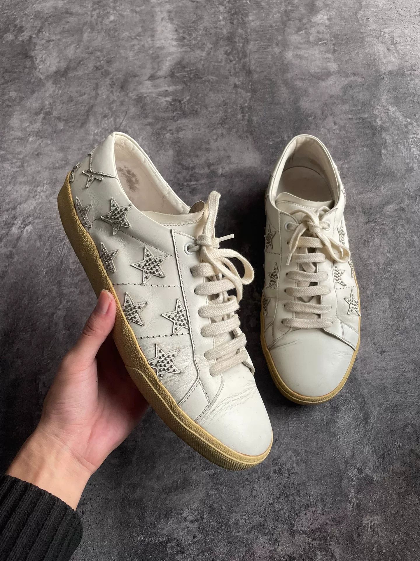 Saint Laurent Paris Saint Laurent Star Studded Sneakers Size 41.5 Size US 8.5 / EU 41-42 - 2 Thumbnail