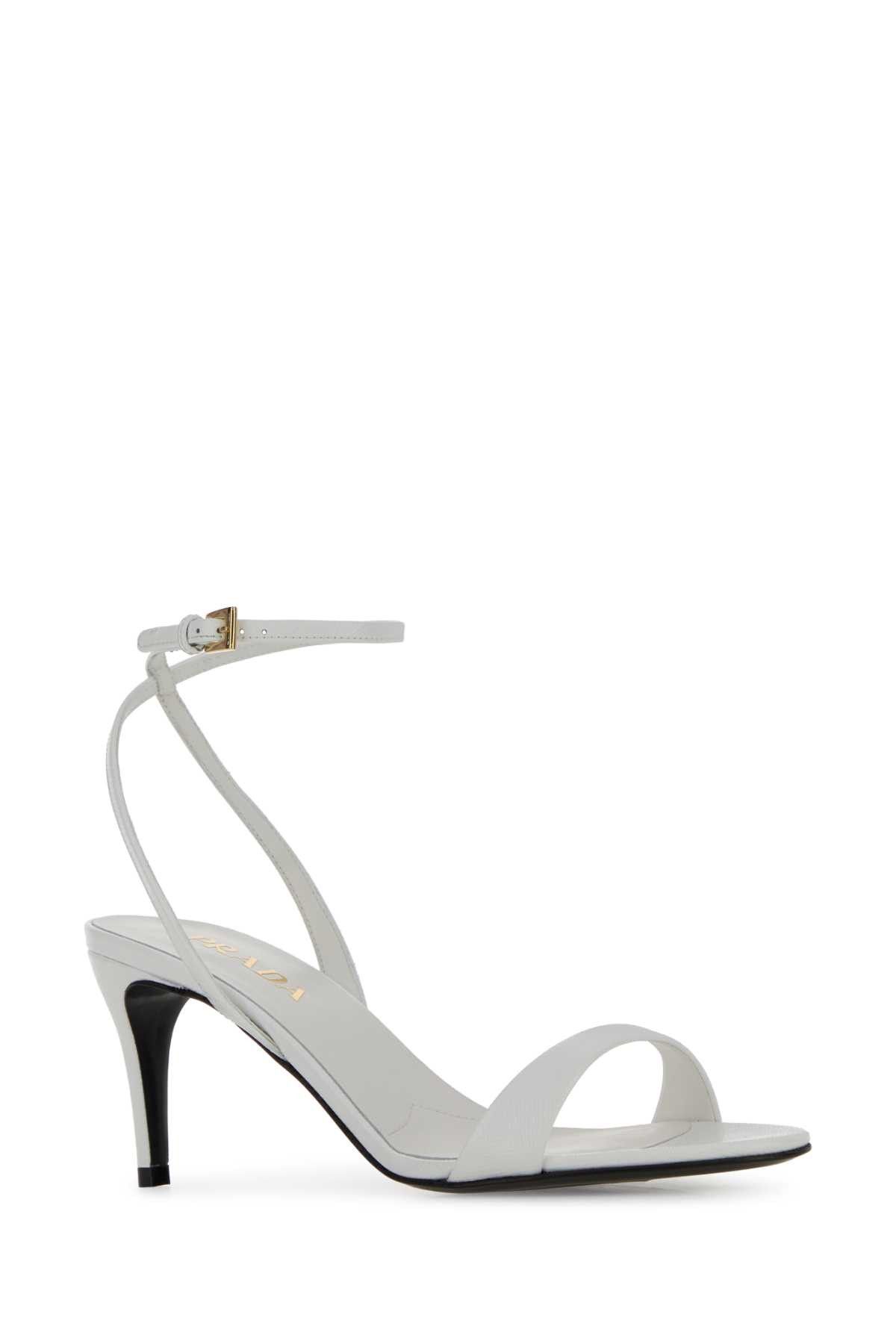 Prada White Leather Sandals Size US 9 / IT 39 - 2 Thumbnail