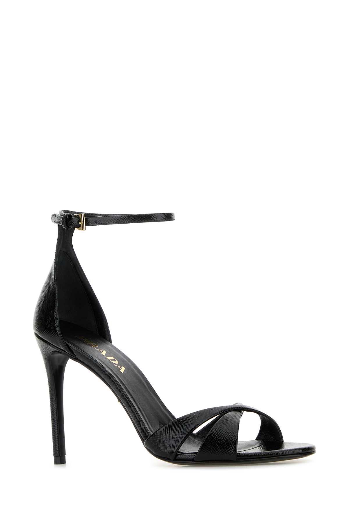 Prada Black Leather Sandals Size US 8 / IT 38 - 2 Thumbnail