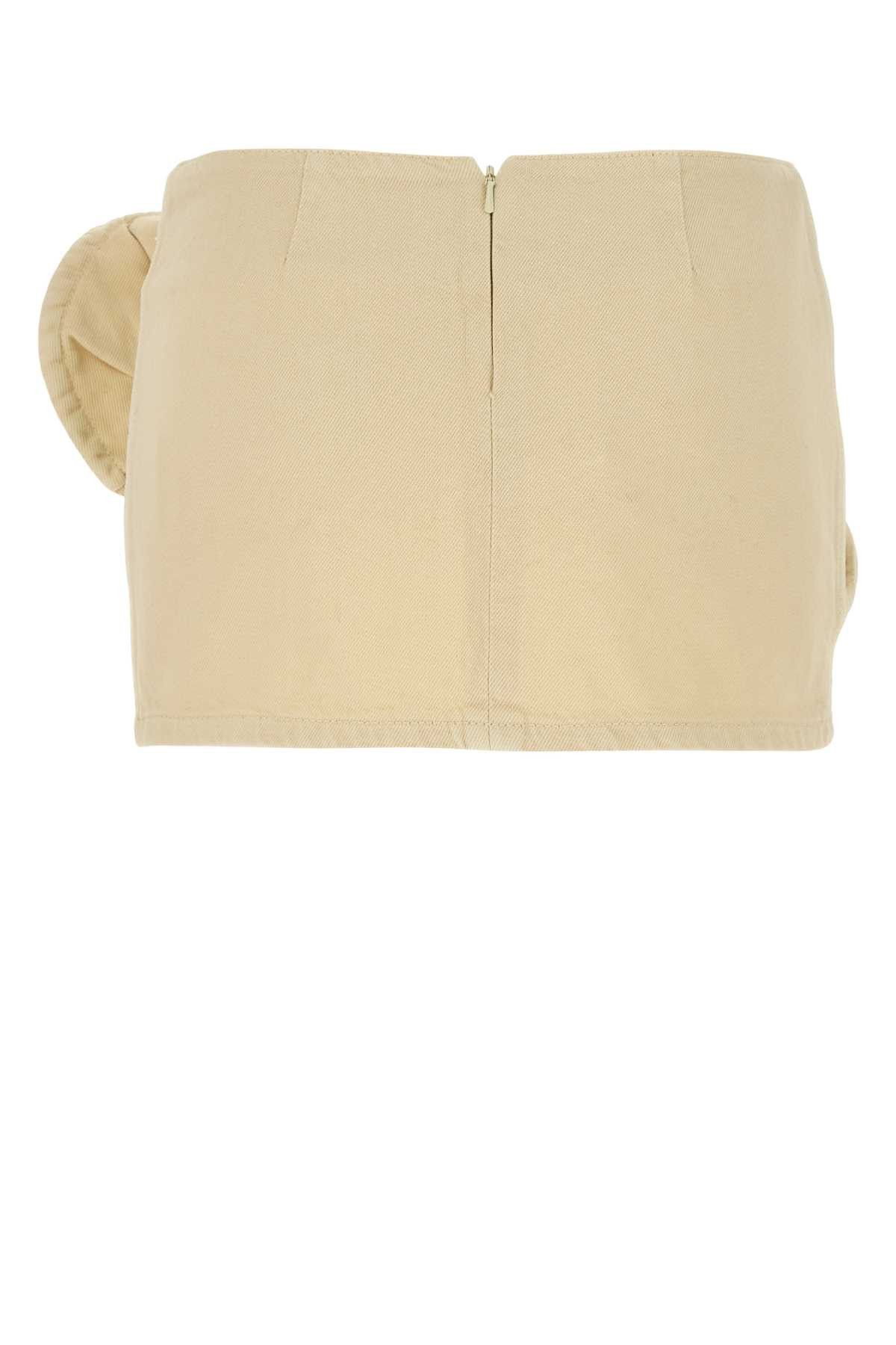Magda Butrym Cream Denim Mini Skirt Size S / US 4 / IT 40 - 2 Thumbnail